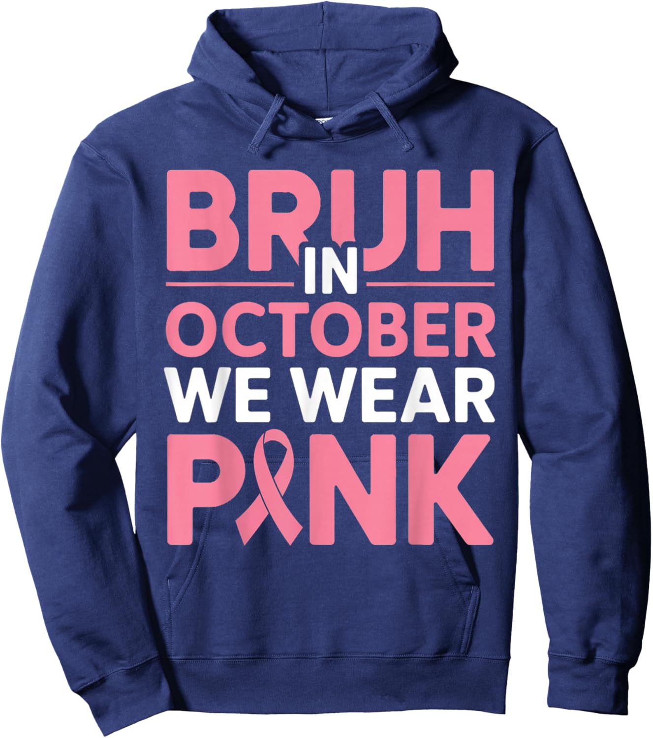 Breast Cancer Shirts for Boys Kids Bruh in October Wear Pink Hoodie - Hoodie | Navy
