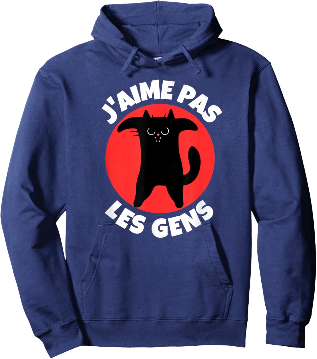 J'Aime Pas Les Gens Cat Animal Kitten Man Woman Gift , Black, S Hoodie - Hoodie | Navy
