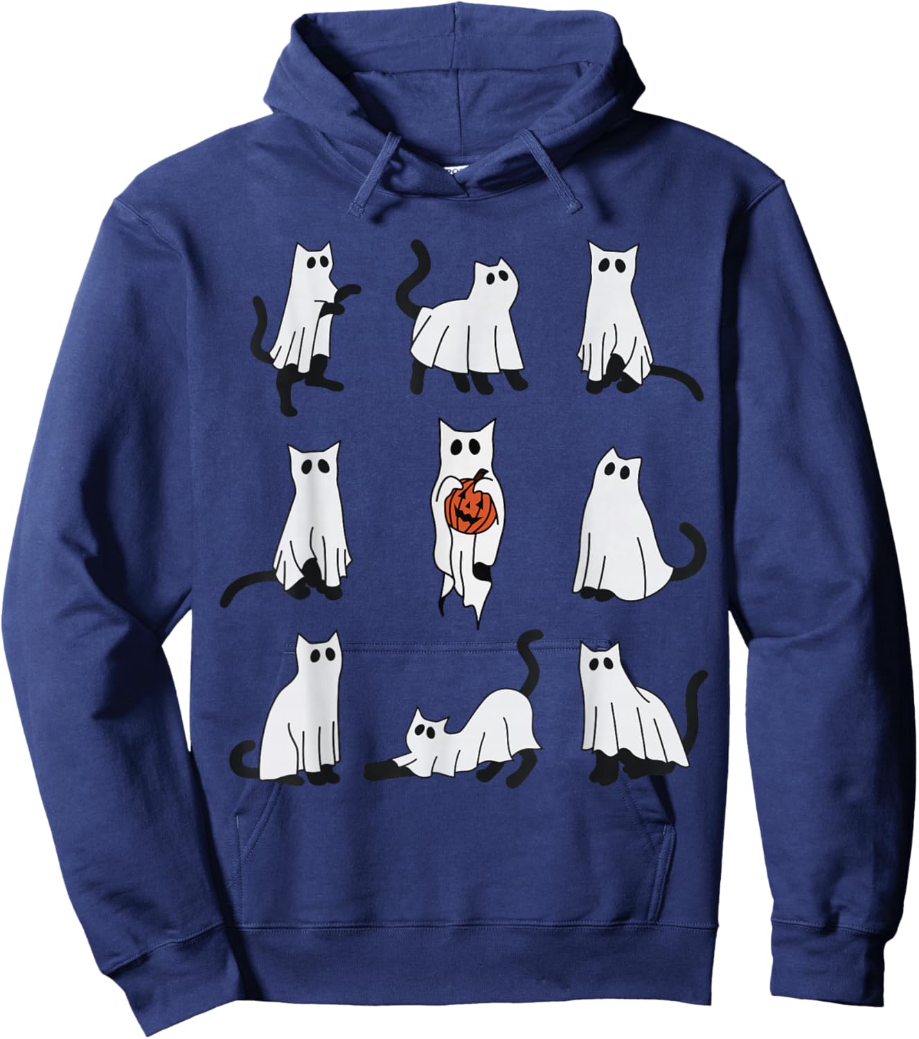 Cute Ghost Cat Funny Halloween Cat Design ghost cat Hoodie - Hoodie | Navy