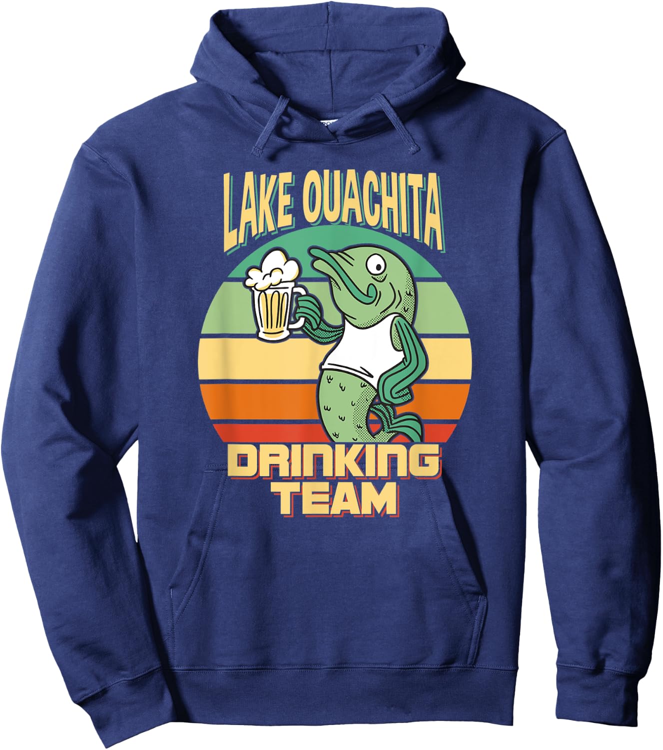 Lake Ouachita Drinking Team Funny Fish Beer Fishing Camping Hoodie - Hoodie | Navy