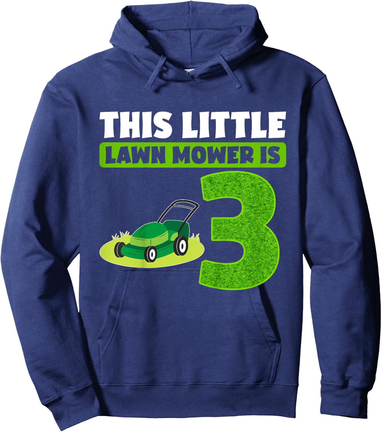 Kids 3rd Lawn Mower Birthday Party Three Year Old Boy Lawn Mowing Hoodie - Hoodie | Navy