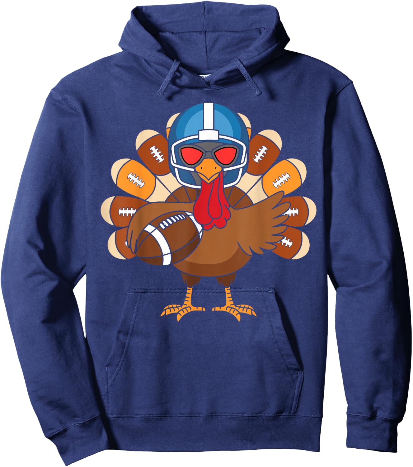 Turkey Football Player Funny Turkey Thanksgiving Day Hoodie - Hoodie | Navy