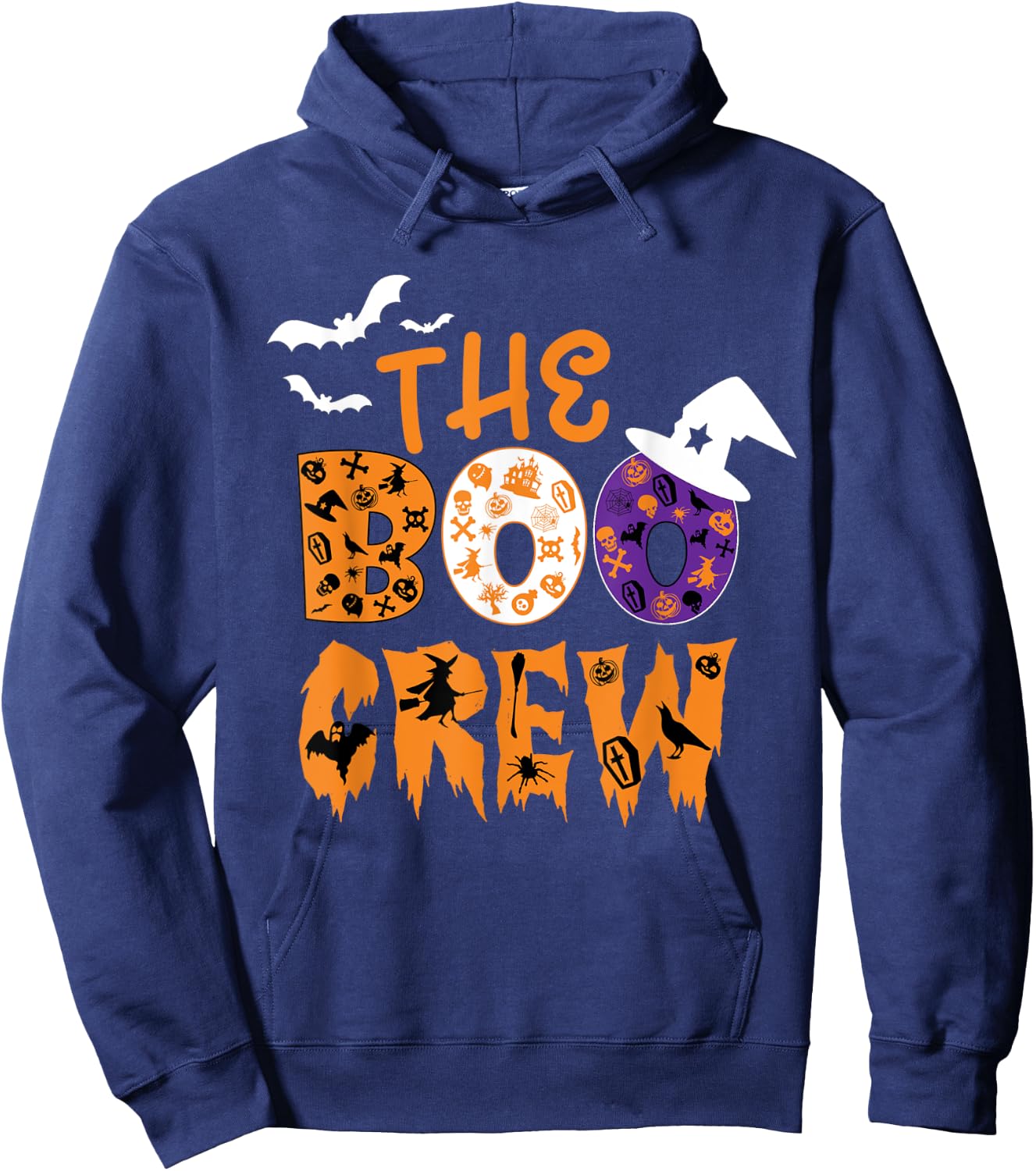 Halloween The Boo Crew Spooky Bats and Witches Fun Family Hoodie - Hoodie | Navy