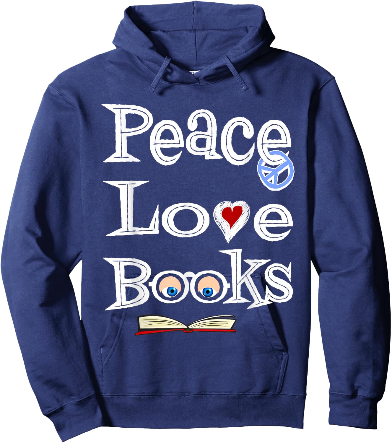 Peace Love Books Geeky Cute Book Nerd Gift Hoodie - Hoodie | Navy