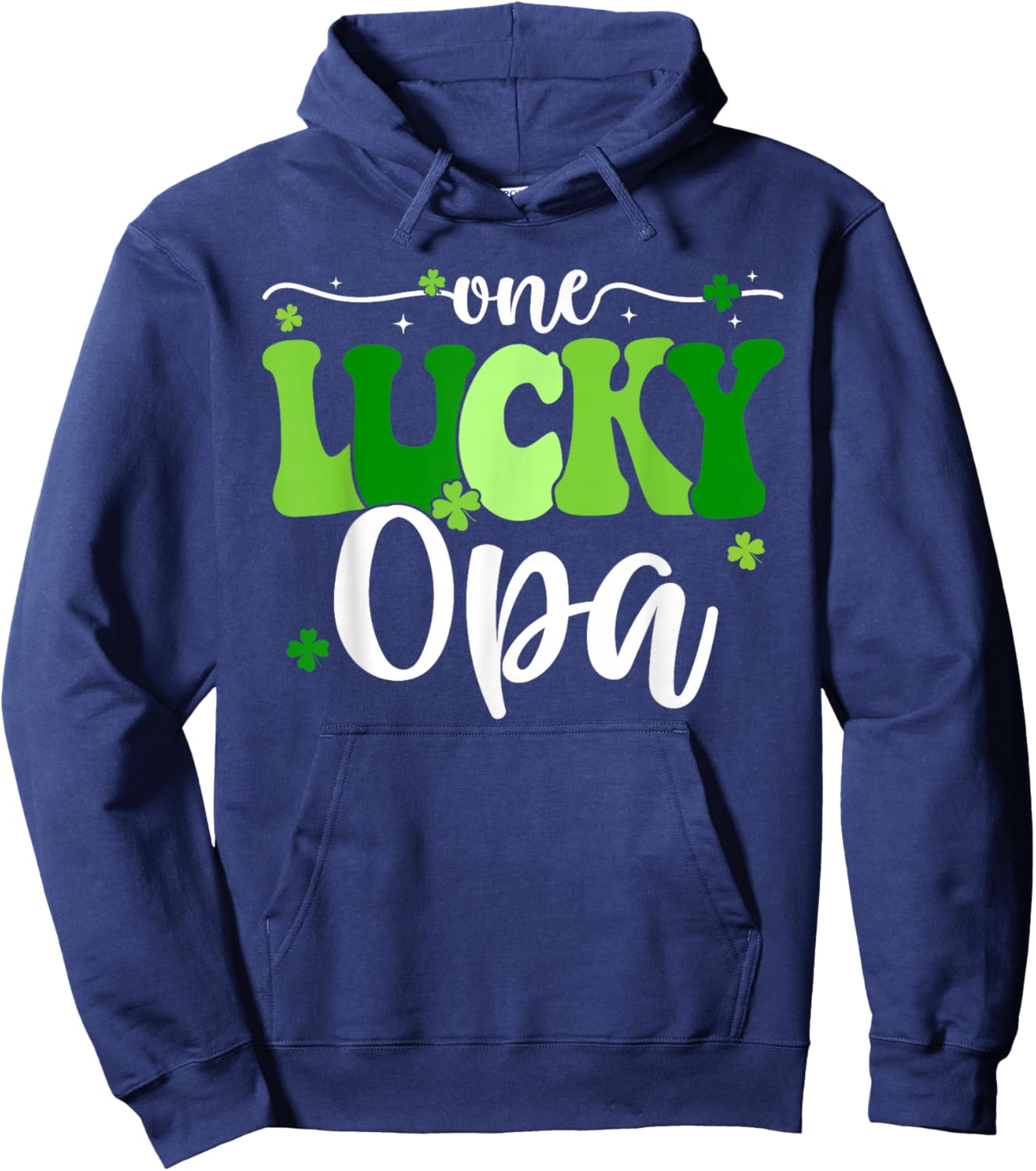 One Lucky Opa Groovy Retro Opa St Patrick's Day Hoodie - Hoodie | Navy