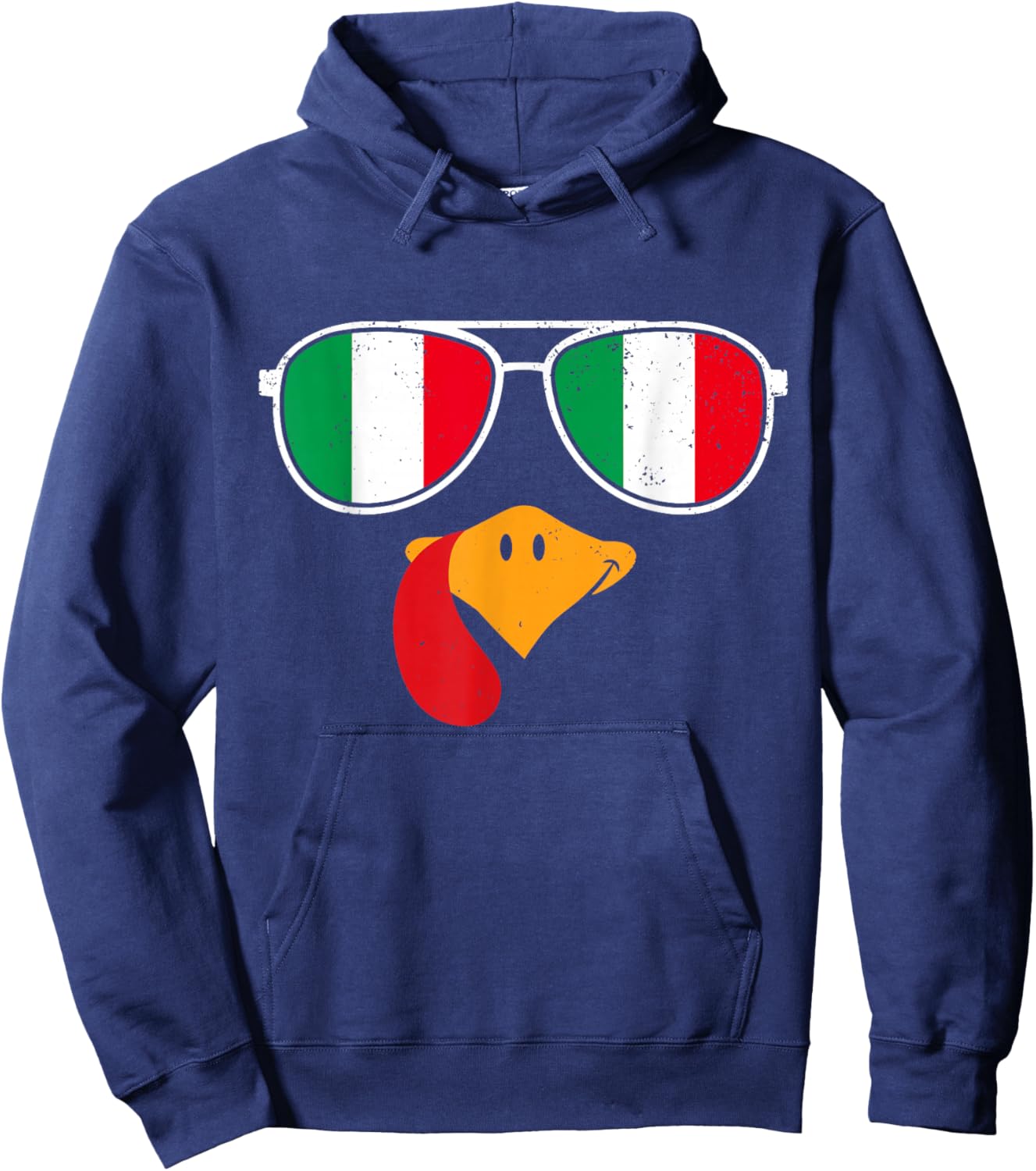 Italian Turkey Funny Thanksgiving Italian Flag Italian Kids Hoodie - Hoodie | Navy