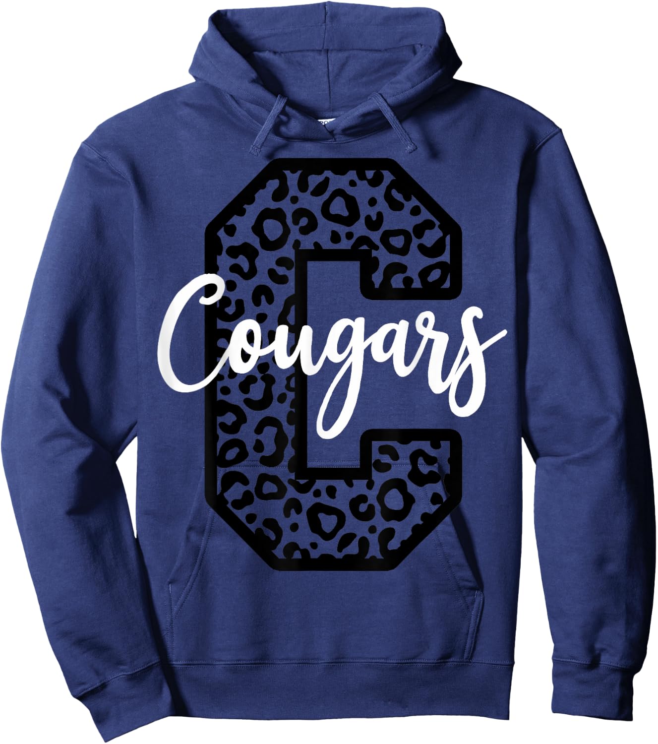 Cougars School Spirit Mascot Leopard Cheer Fan Game Day Hoodie - Hoodie | Navy