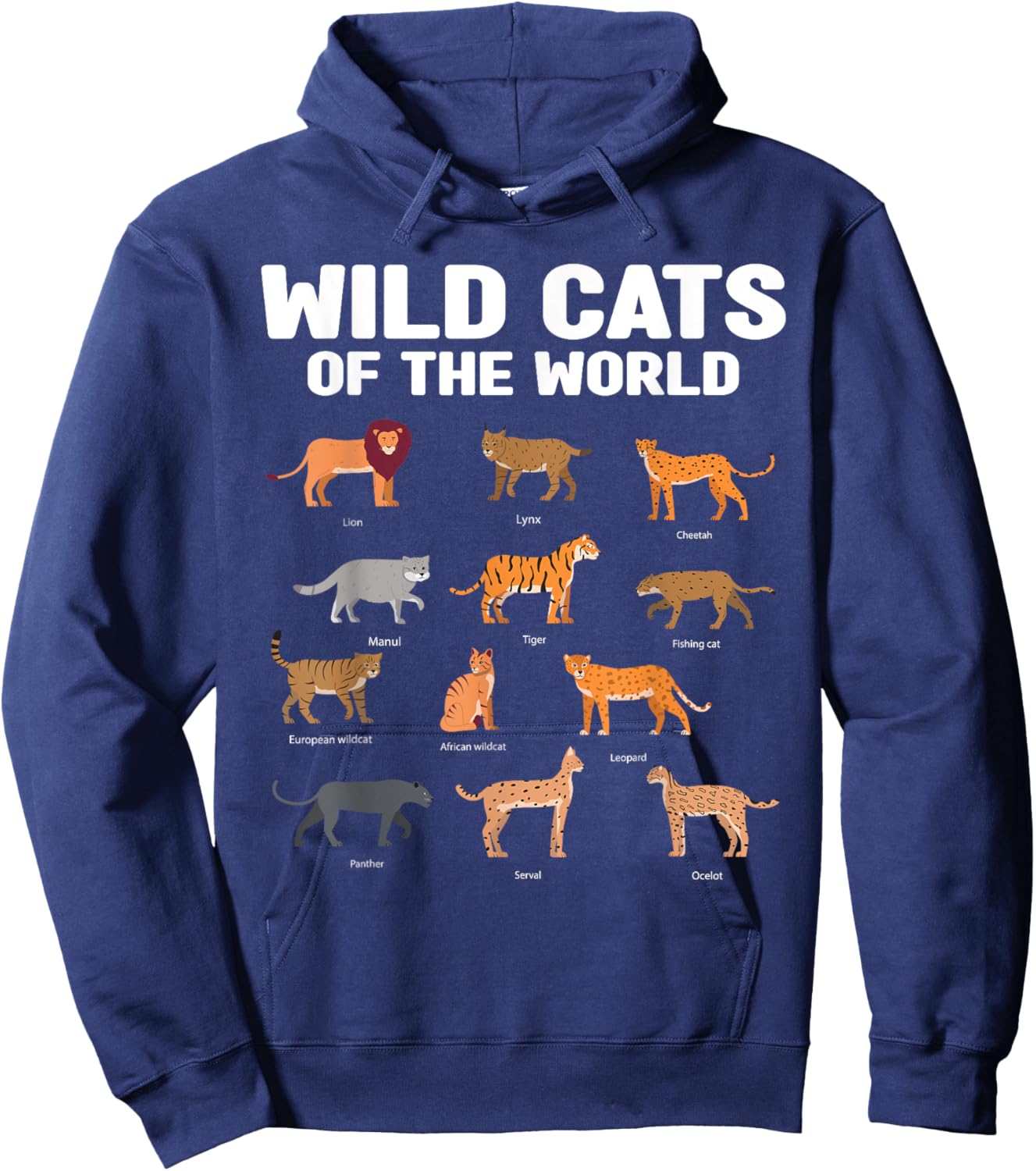 Wild Cats of the World Lion Tiger Hoodie - Hoodie | Navy