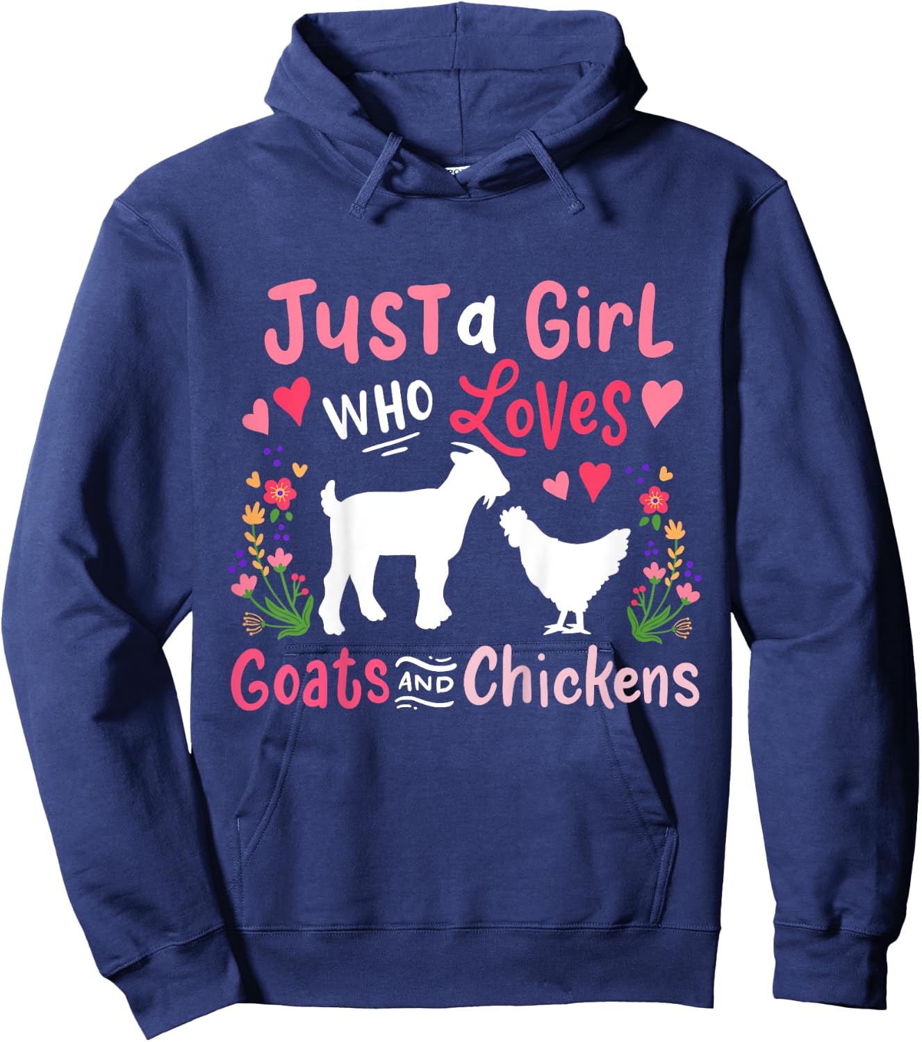 Kids Goat Chicken Just A Girl Who Loves Goats And Chickens Hoodie - Hoodie | Navy