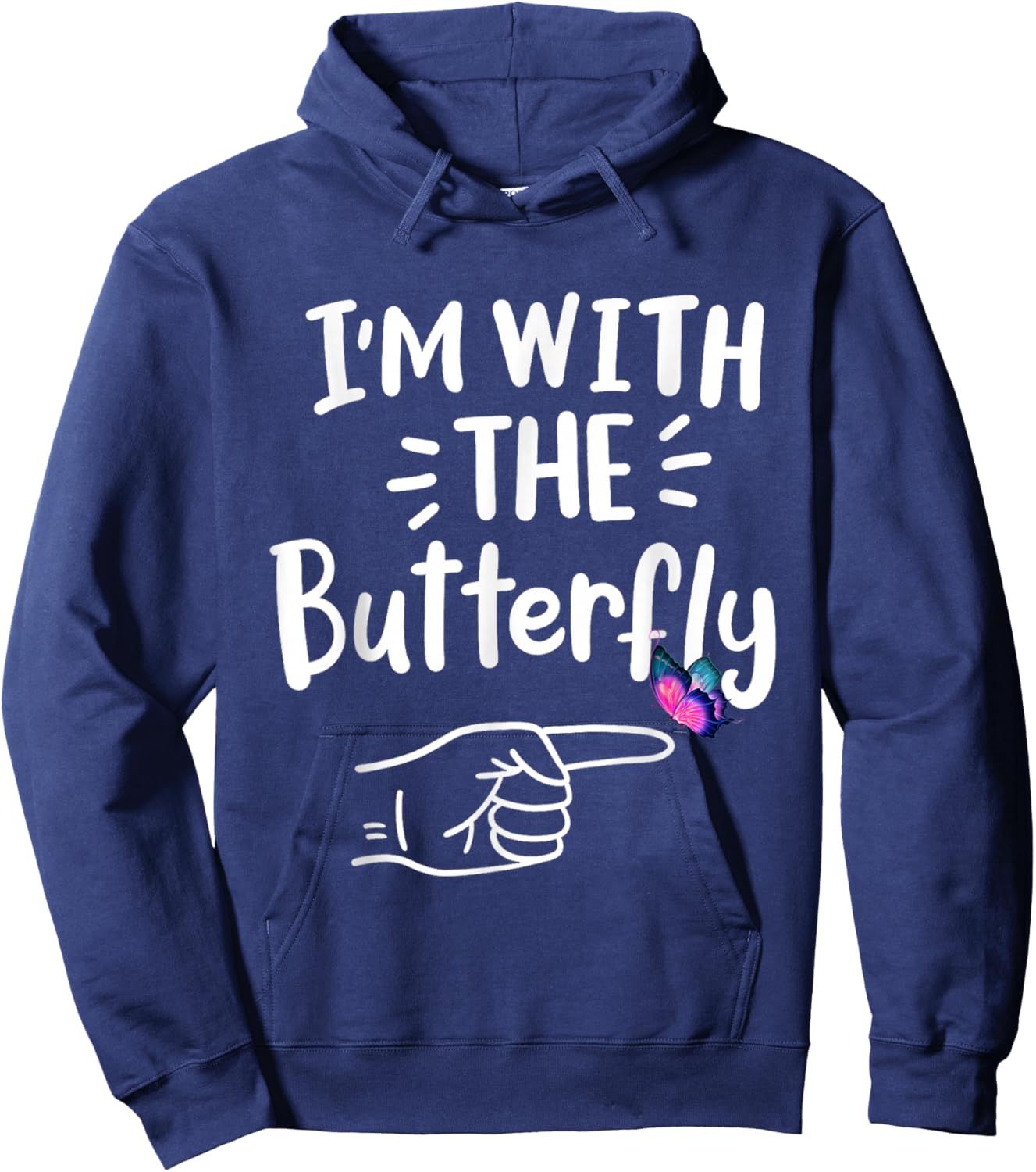 I'm With Butterfly Party Matching Couples Halloween Costume Hoodie - Hoodie | Navy