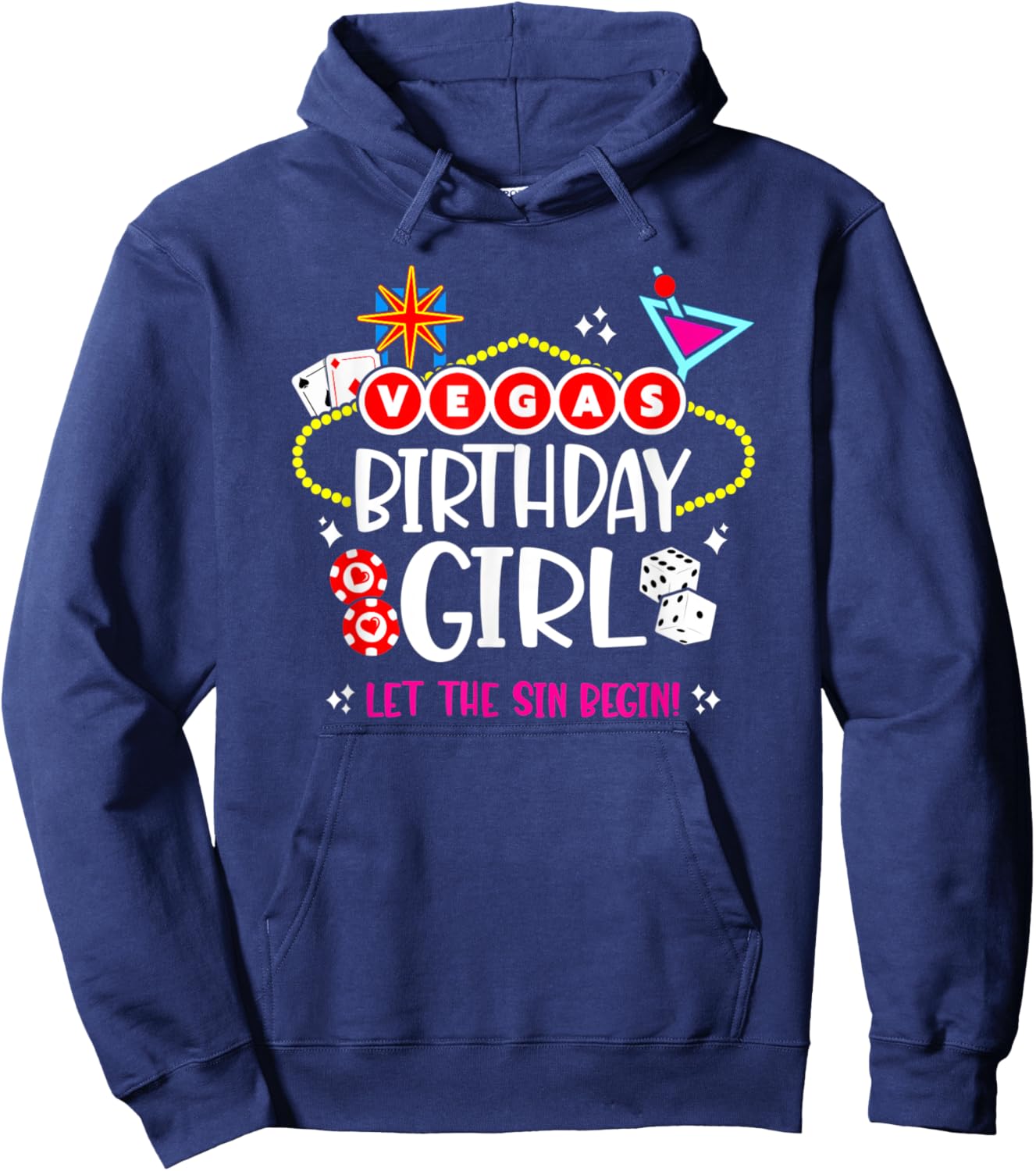 Las Vegas Birthday - Vegas Girls Trip - Vegas Birthday Squad Hoodie - Hoodie | Navy