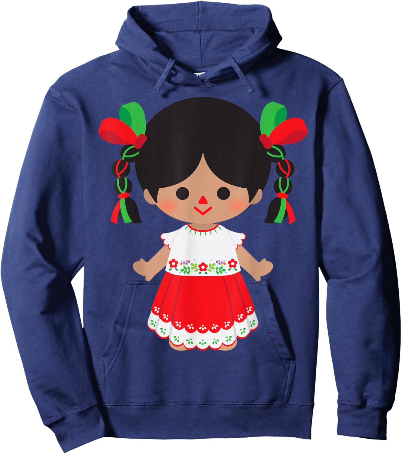Traditional Mexican Handmade Maria Rag Dolls Mexicana Otomi Hoodie - Hoodie | Navy