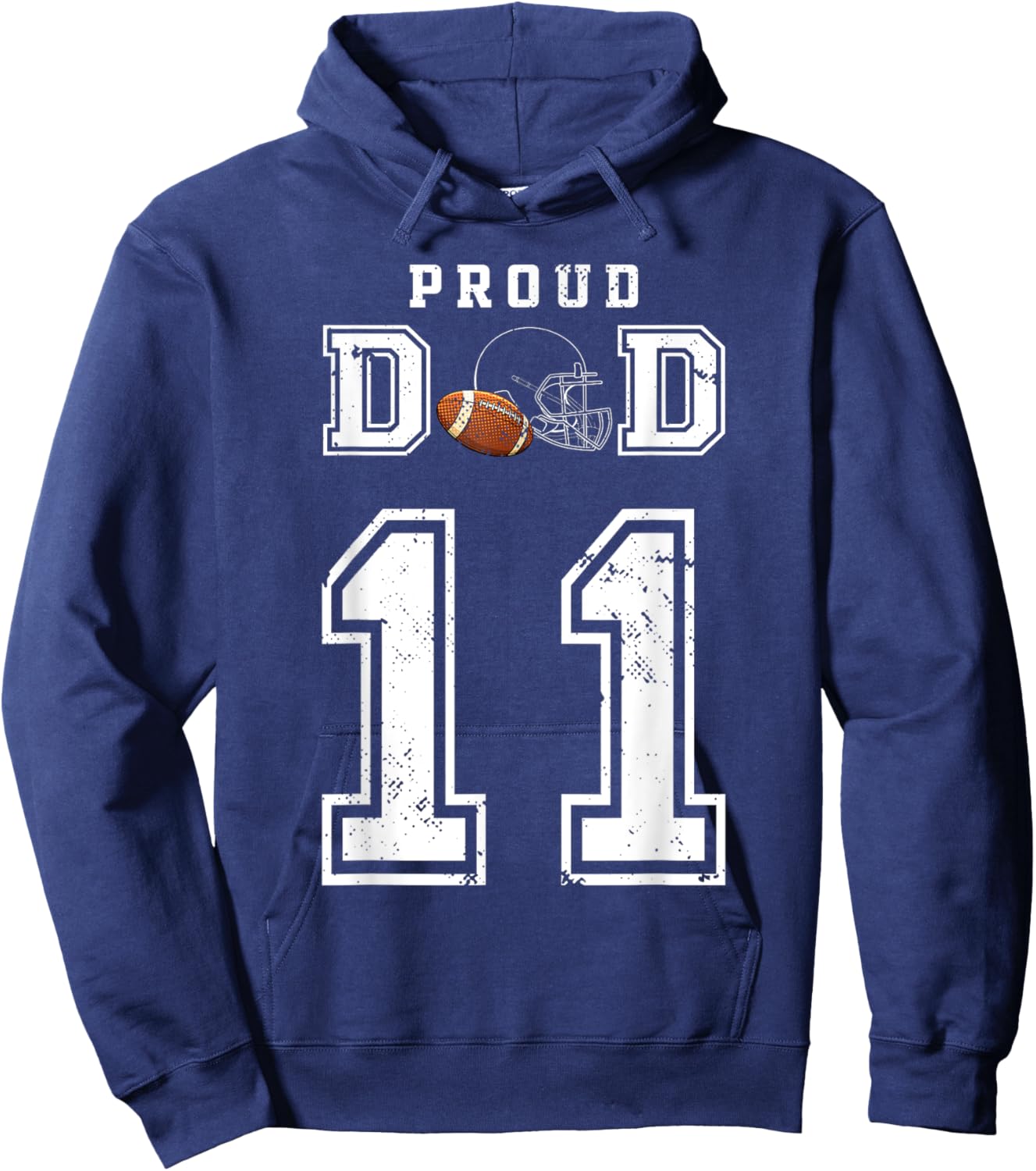 Custom Proud Football Dad Number 11 Personalized Hoodie - Hoodie | Navy