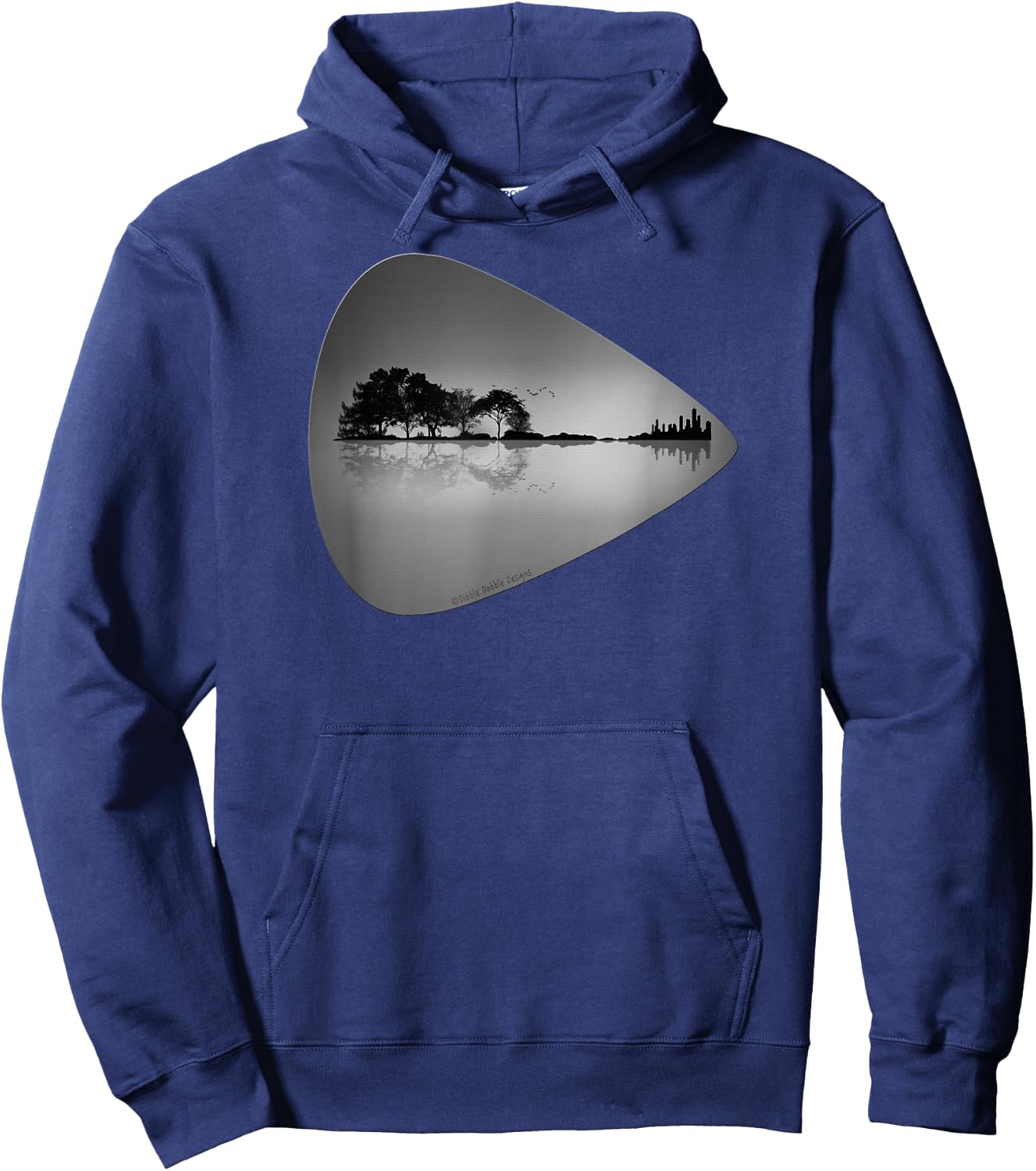 Guitar Pick Lake Reflections Music Lover Guitar Hoodie - Hoodie | Navy