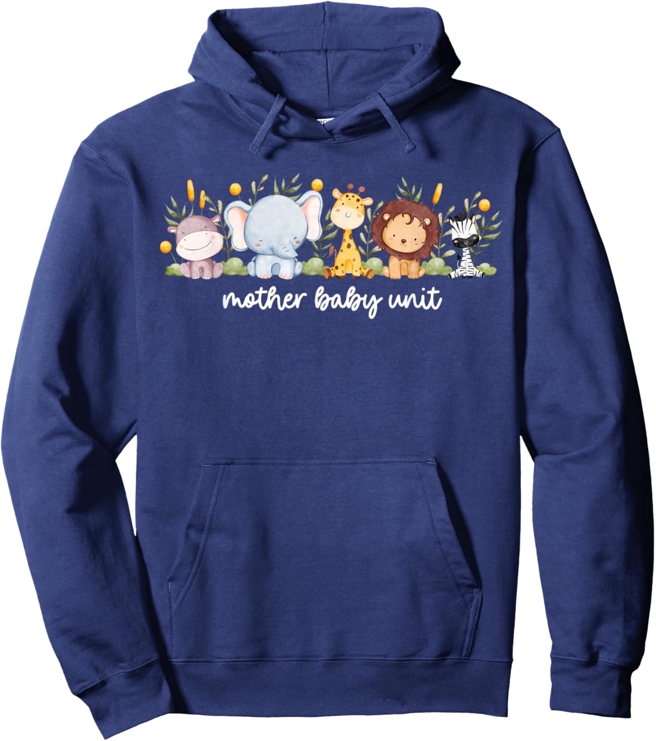 Mother Baby Unit Cute Animals NICU Nurse Squad Postpartum Hoodie - Hoodie | Navy