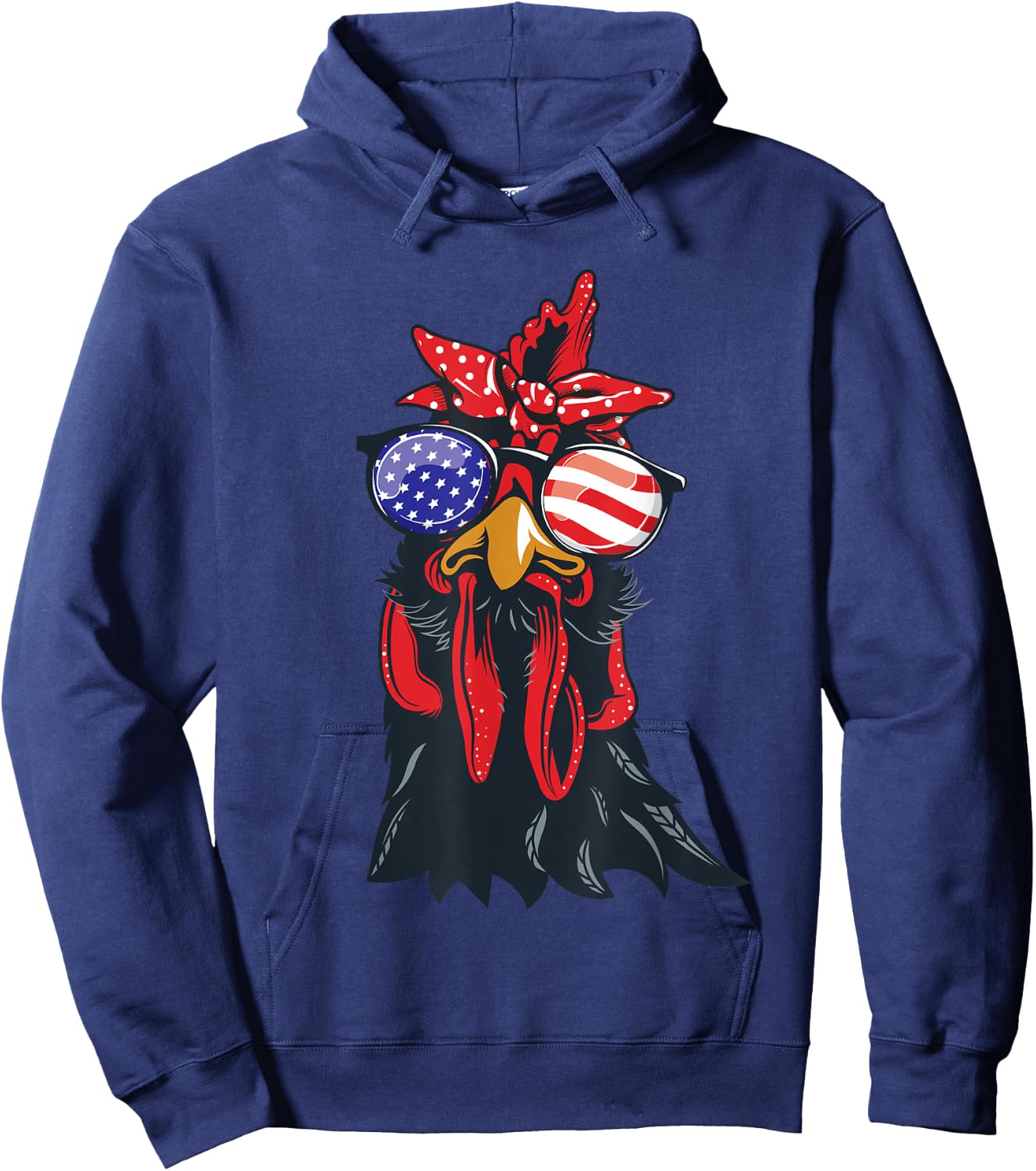 Chicken 4th of July Shirt Chicken-Lover American USA Flag Hoodie - Hoodie | Navy