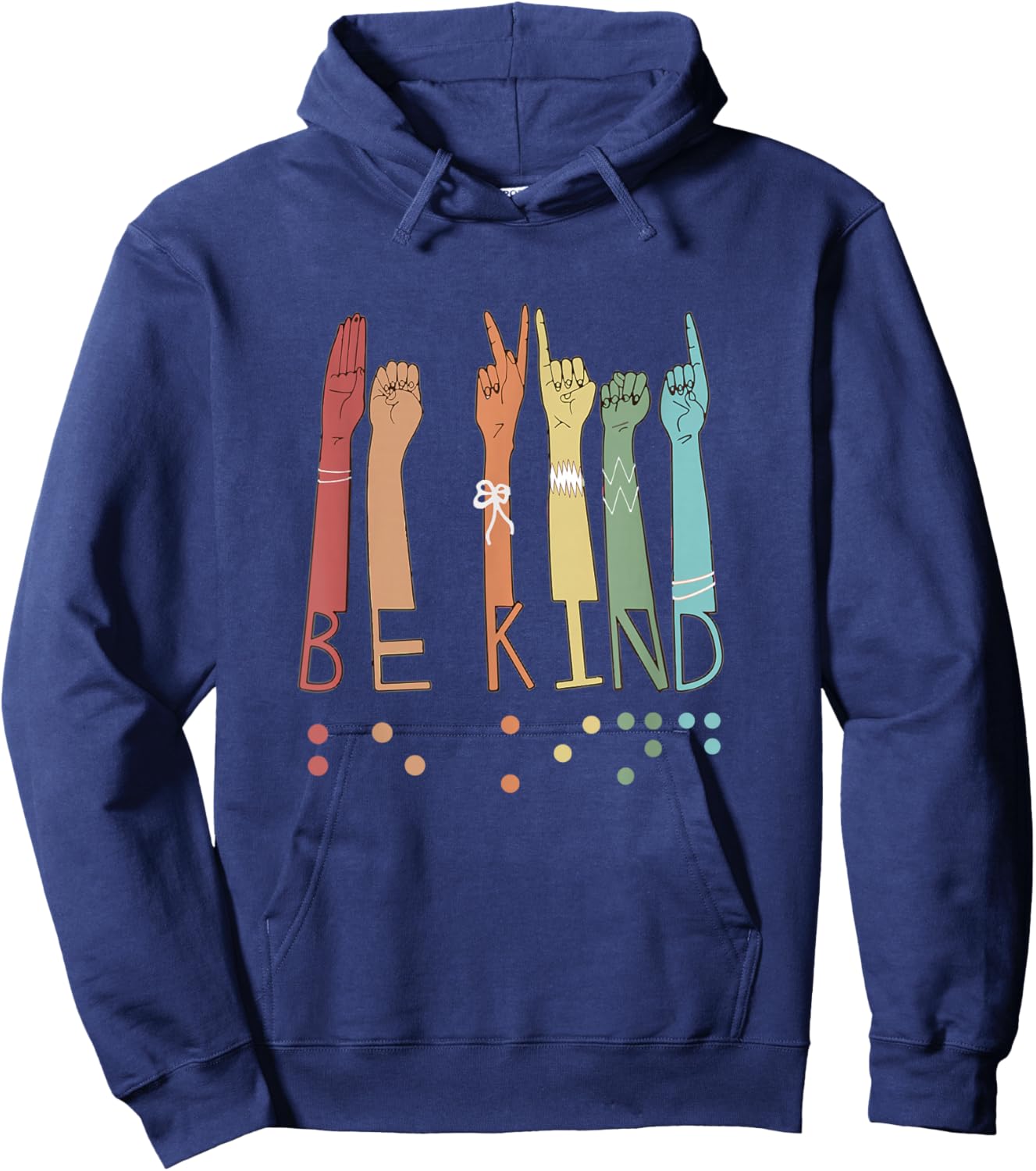 Be Kind Sign Braille Language Visually Impaired Awareness Hoodie - Hoodie | Navy
