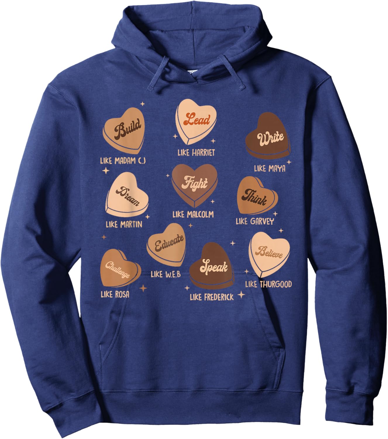 Candy Heart Martin Lead Like Harriet Black History Month Hoodie - Hoodie | Navy