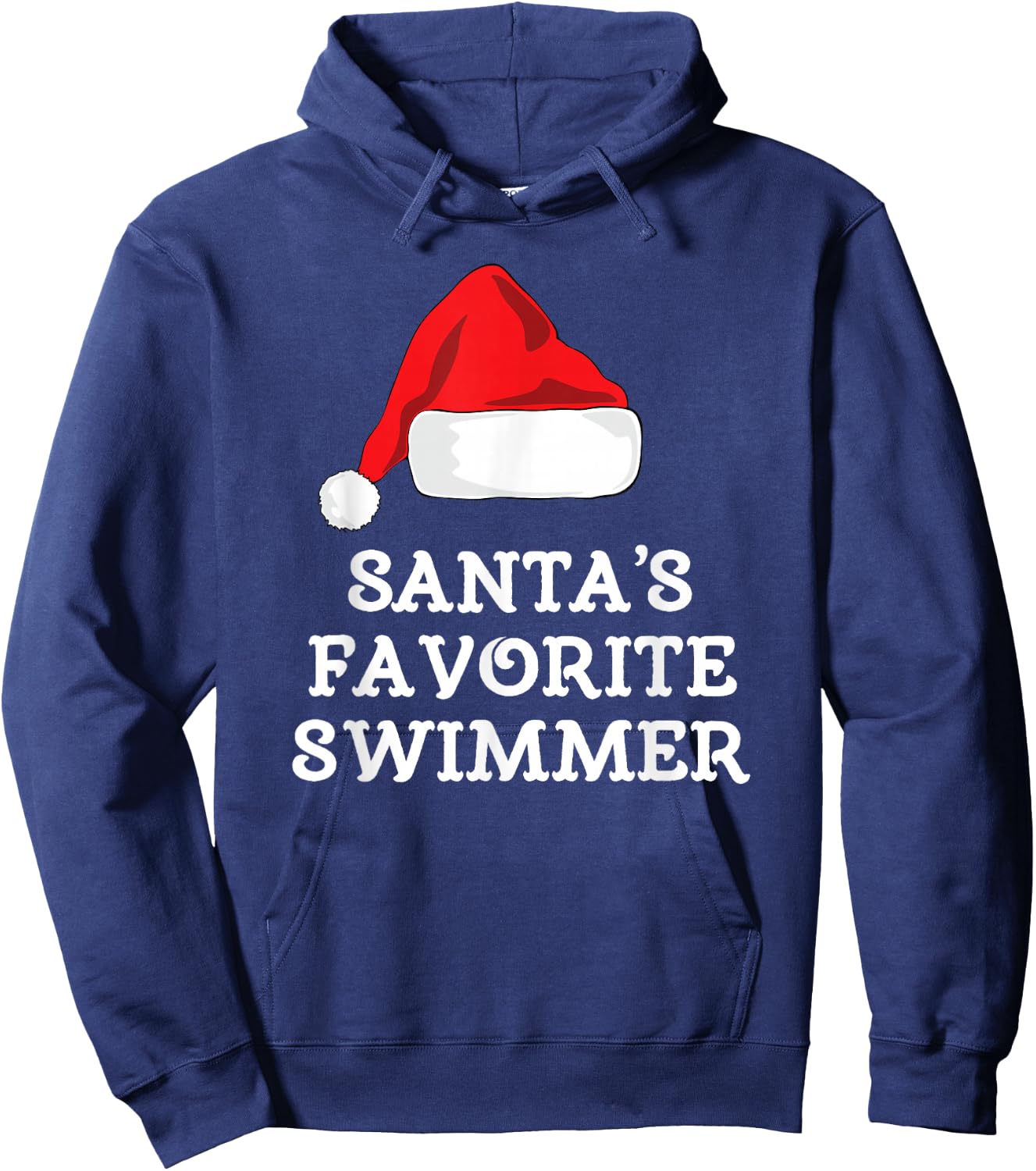 Santa's Favorite Swimmer Christmas Funny Xmas Swimming Swim Hoodie - Hoodie | Navy