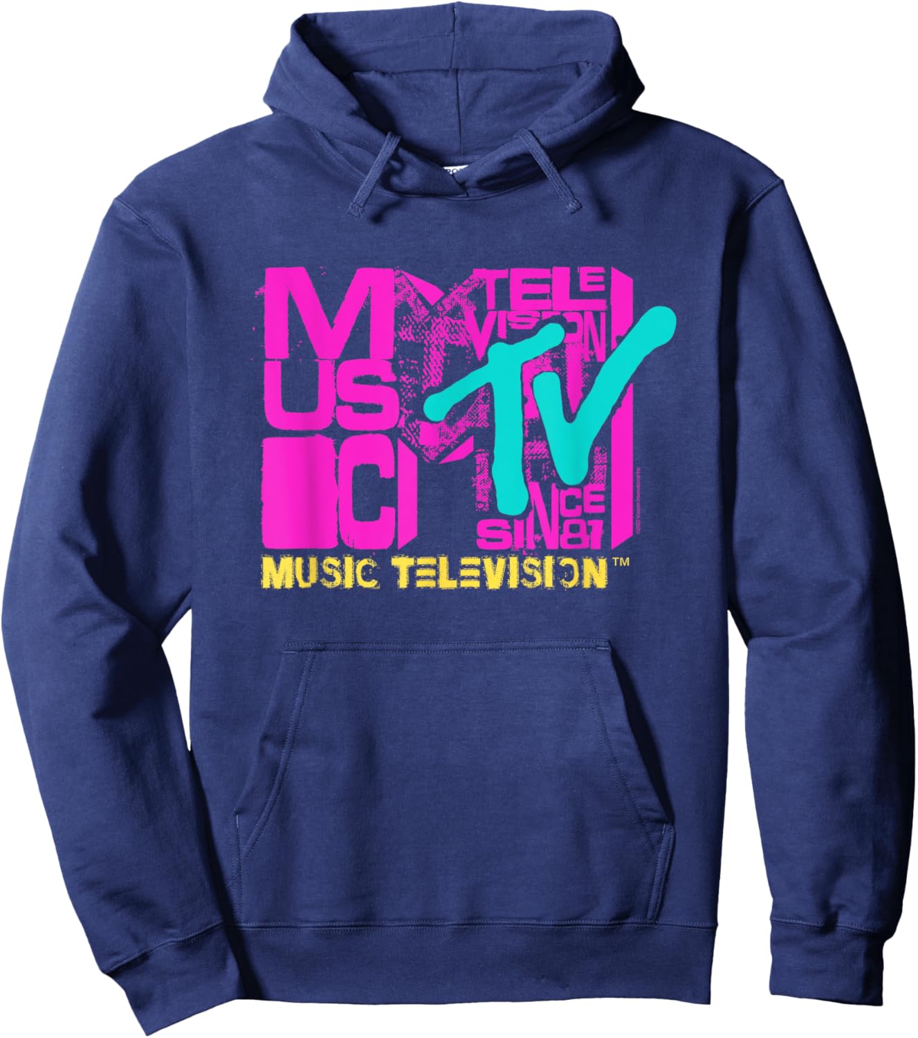 MTV Logo Stacked Letters Hoodie - Hoodie | Navy
