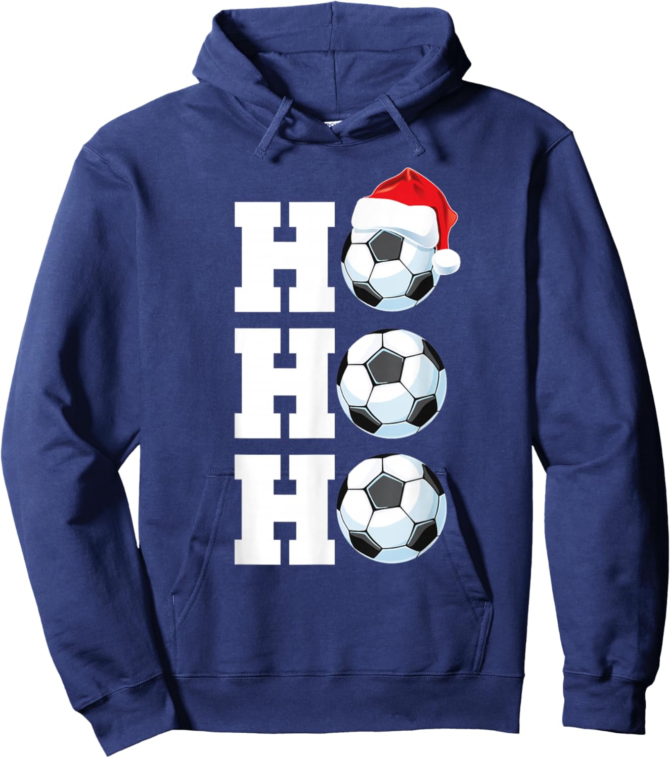 Ho Ho Ho Christmas Soccer Ball Santa Hat Funny Soccer Player Hoodie - Hoodie | Navy
