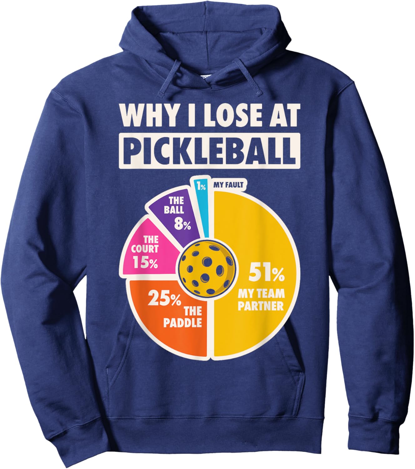 Why I Lose At Pickleball Funny Paddleball Players Men Humor Hoodie - Hoodie | Navy