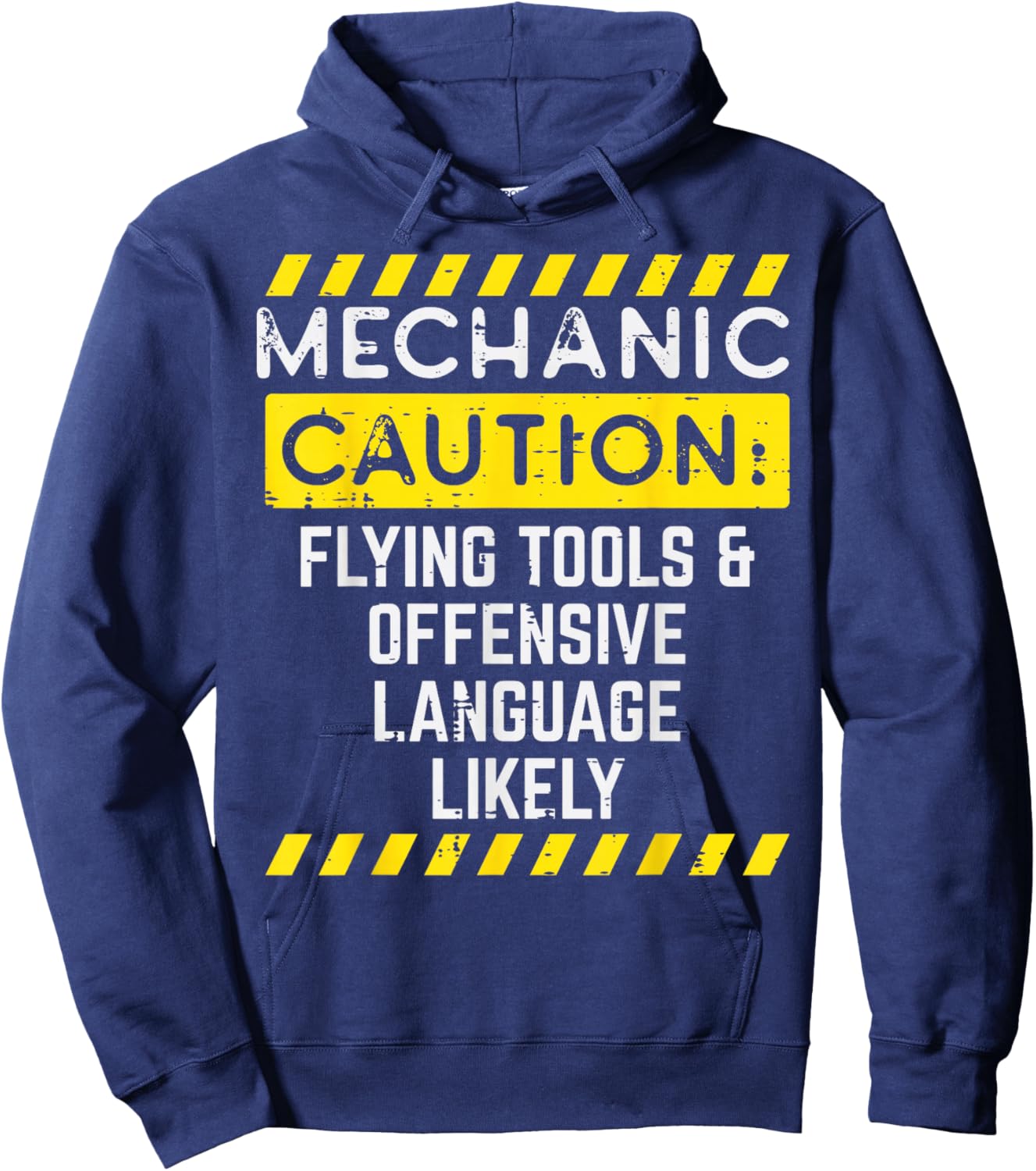 Mechanic Caution Flying Tools Funny Car Auto Garage Men Hoodie - Hoodie | Navy