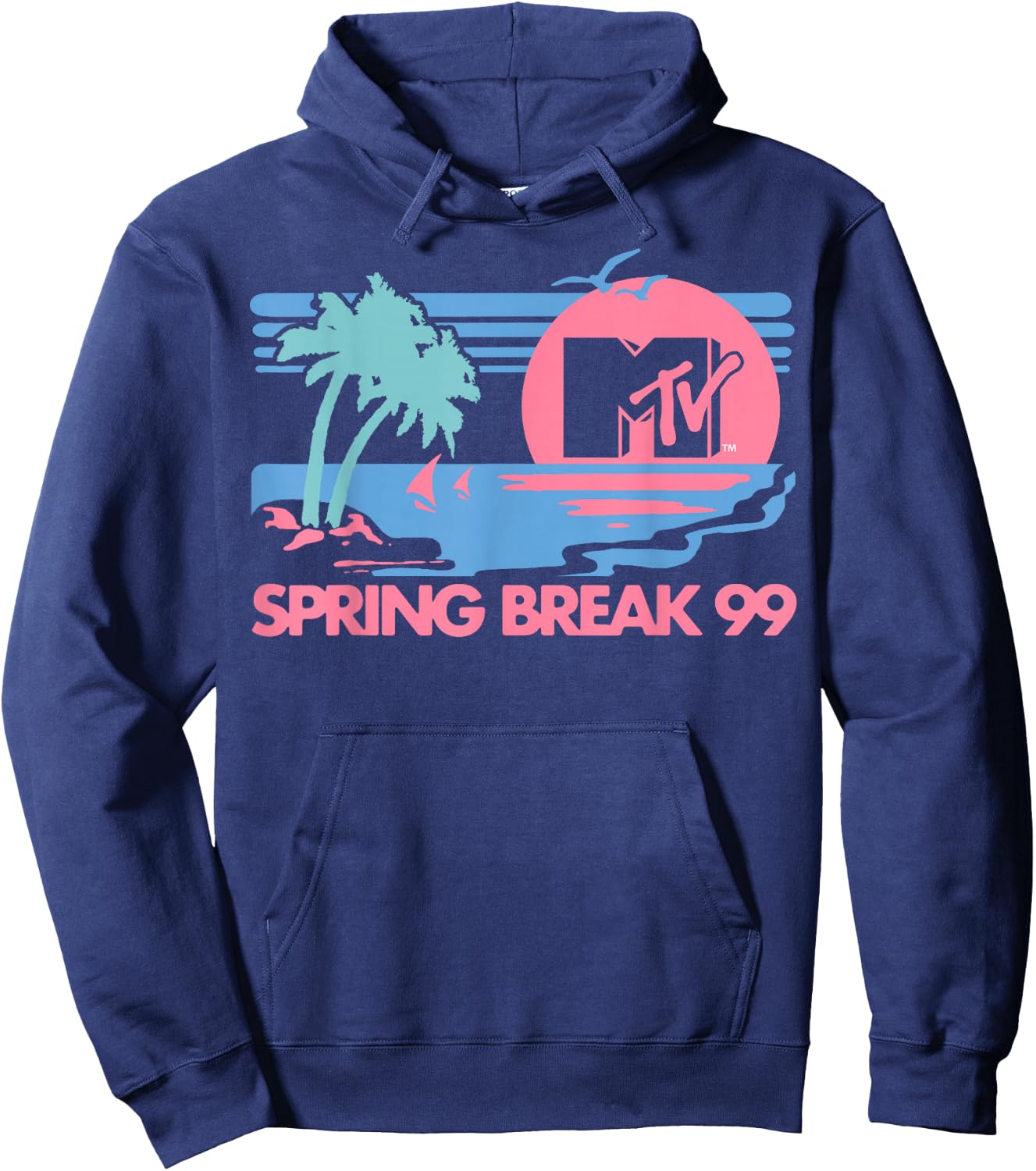 MTV Pastel Colors Beach Spring Break Logo Hoodie - Hoodie | Navy