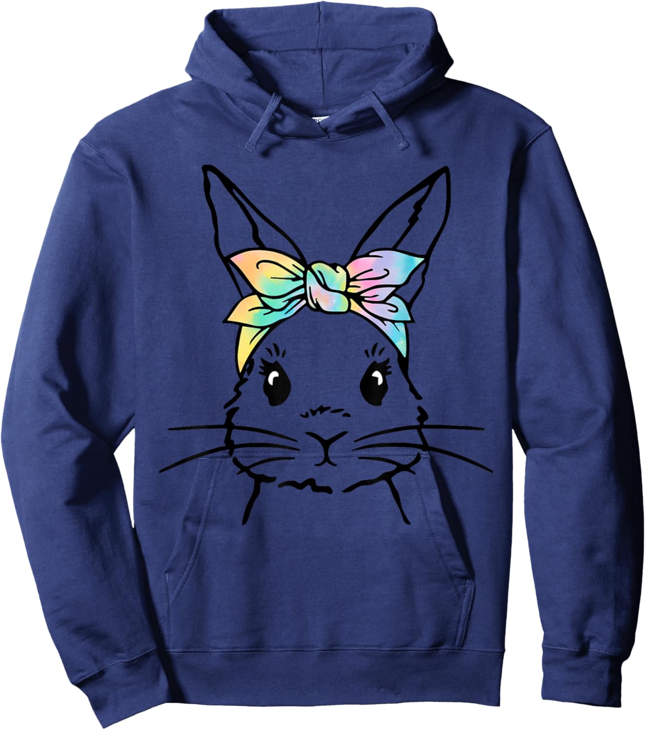 Cute Bunny Face Tie Dye Rabbit Easter Day Women Girls Kids Hoodie - Hoodie | Navy