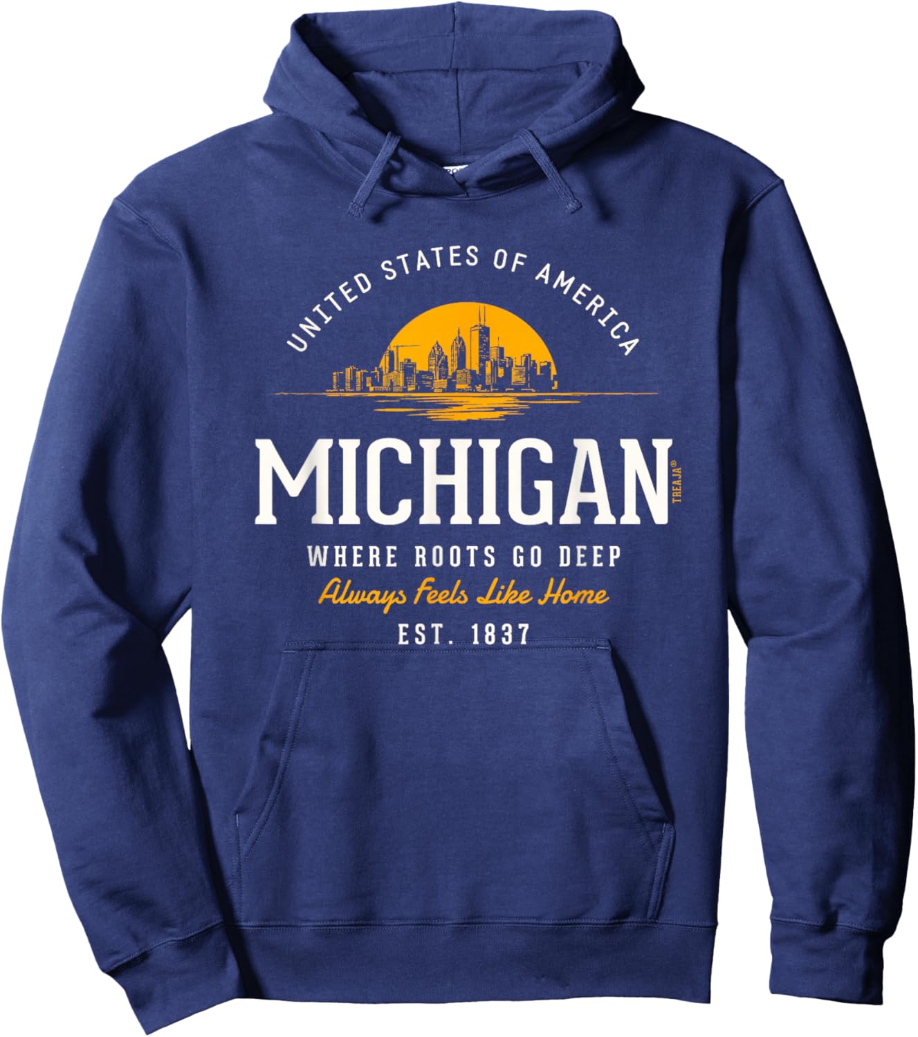 Retro Styled State of Michigan Vintage Hoodie - Hoodie | Navy