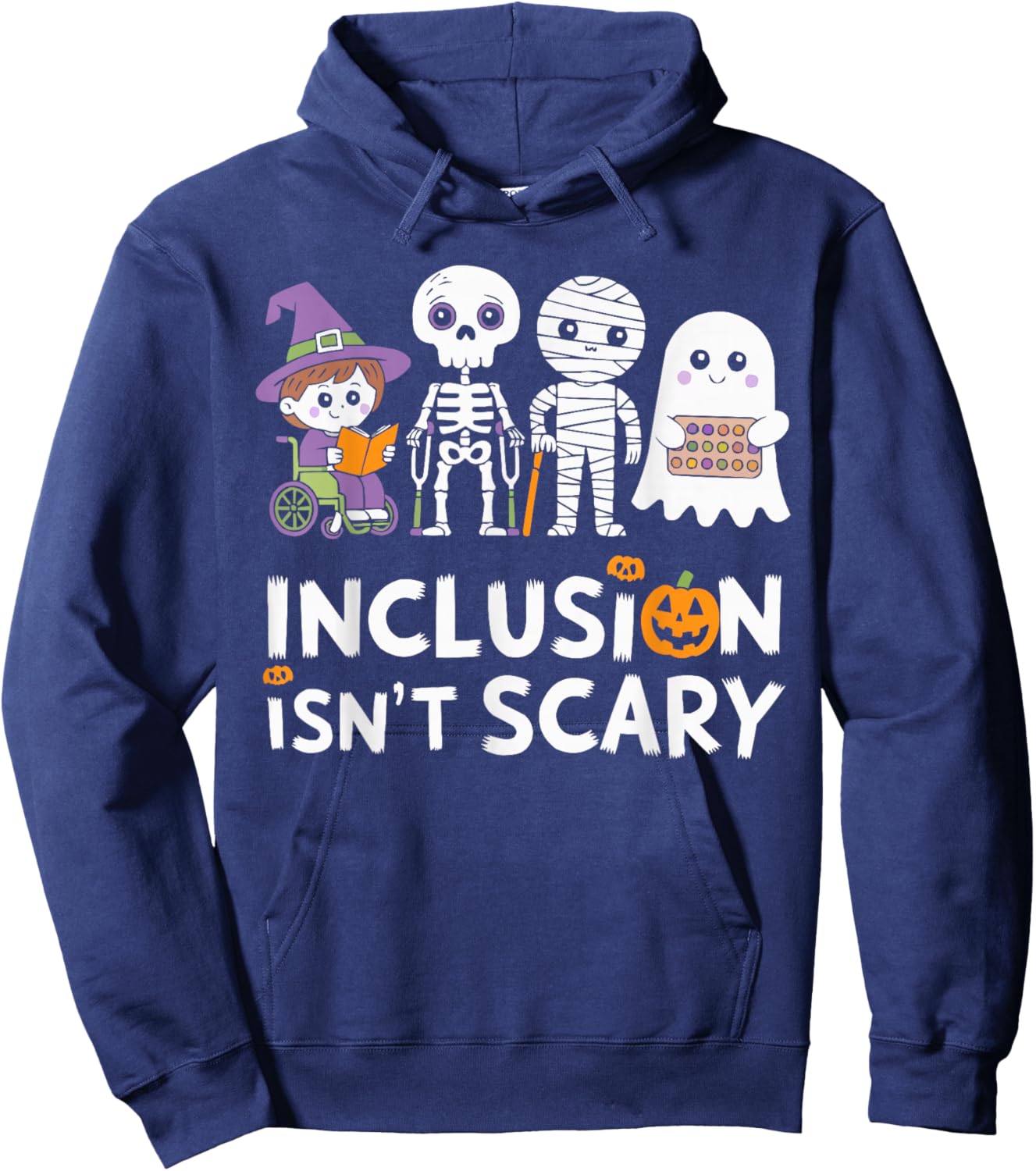 Inclusion Halloween Autism Spooky Inclusivity Trick Or Treat Hoodie - Hoodie | Navy