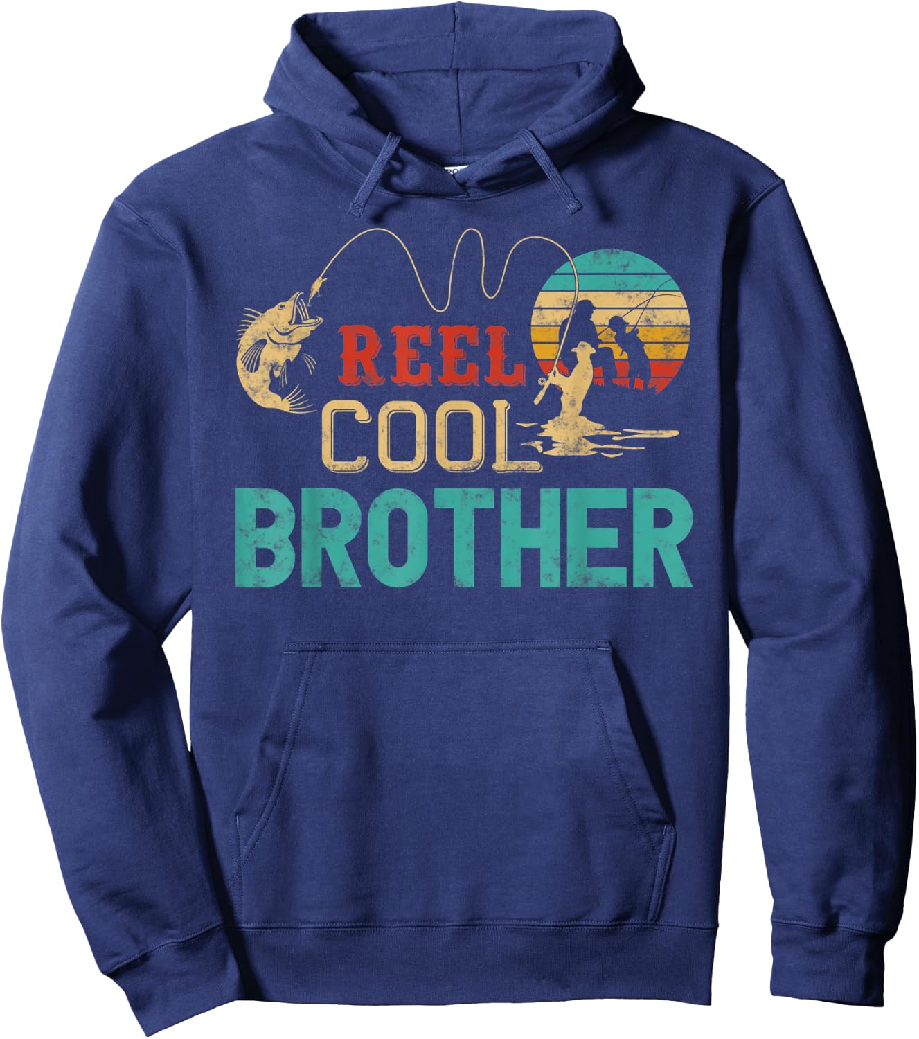Reel cool Brother Fishing Father’s Day Gift Brother Hoodie - Hoodie | Navy