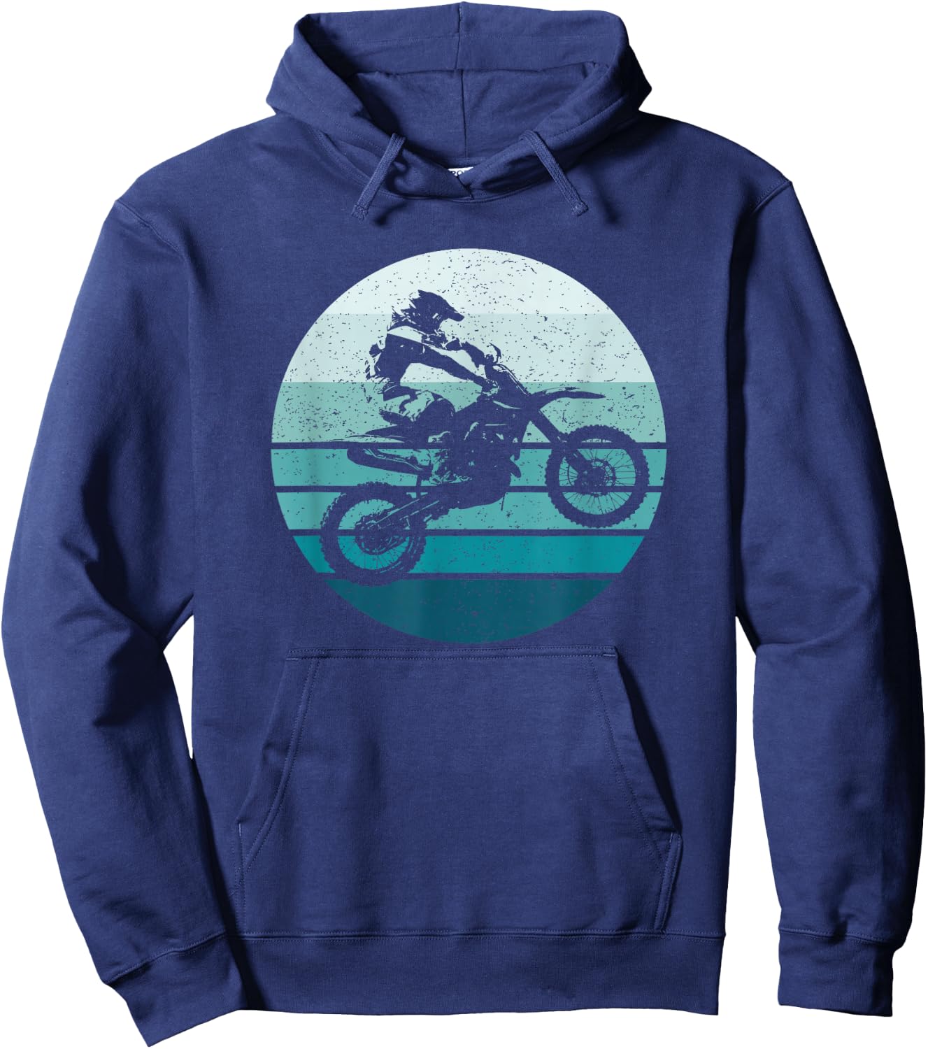 Motocross, Vintage, Dirt Bike Rider, Sunset Background Hoodie - Hoodie | Navy