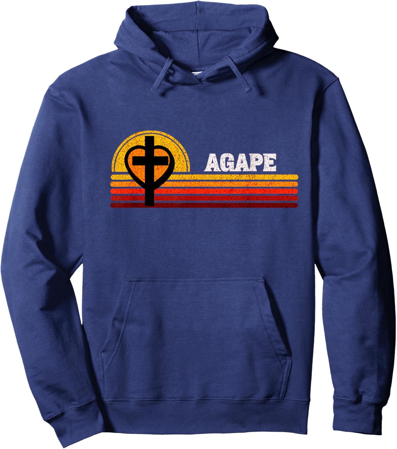 Agape God Love and Man Cross Heart Christian Faith Hoodie - Hoodie | Navy