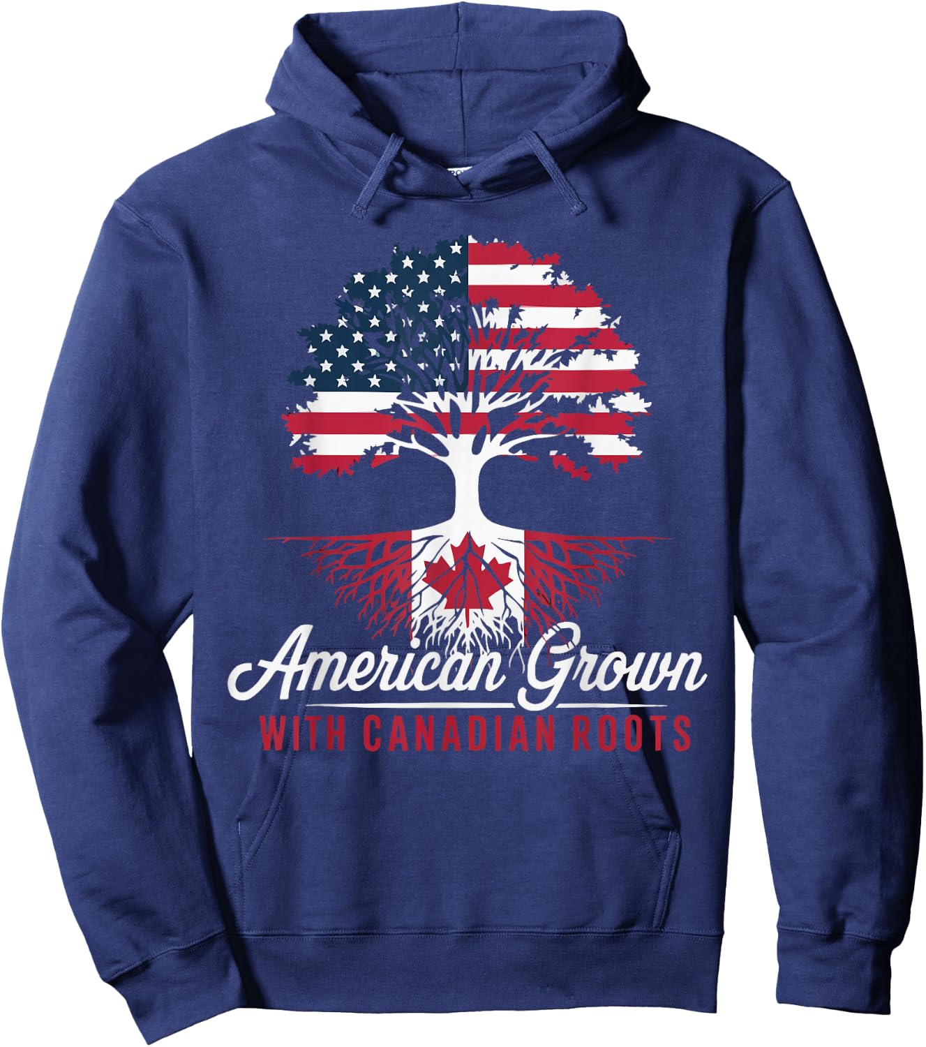 Half American Half Canadian USA Flag Canada America Hoodie - Hoodie | Navy