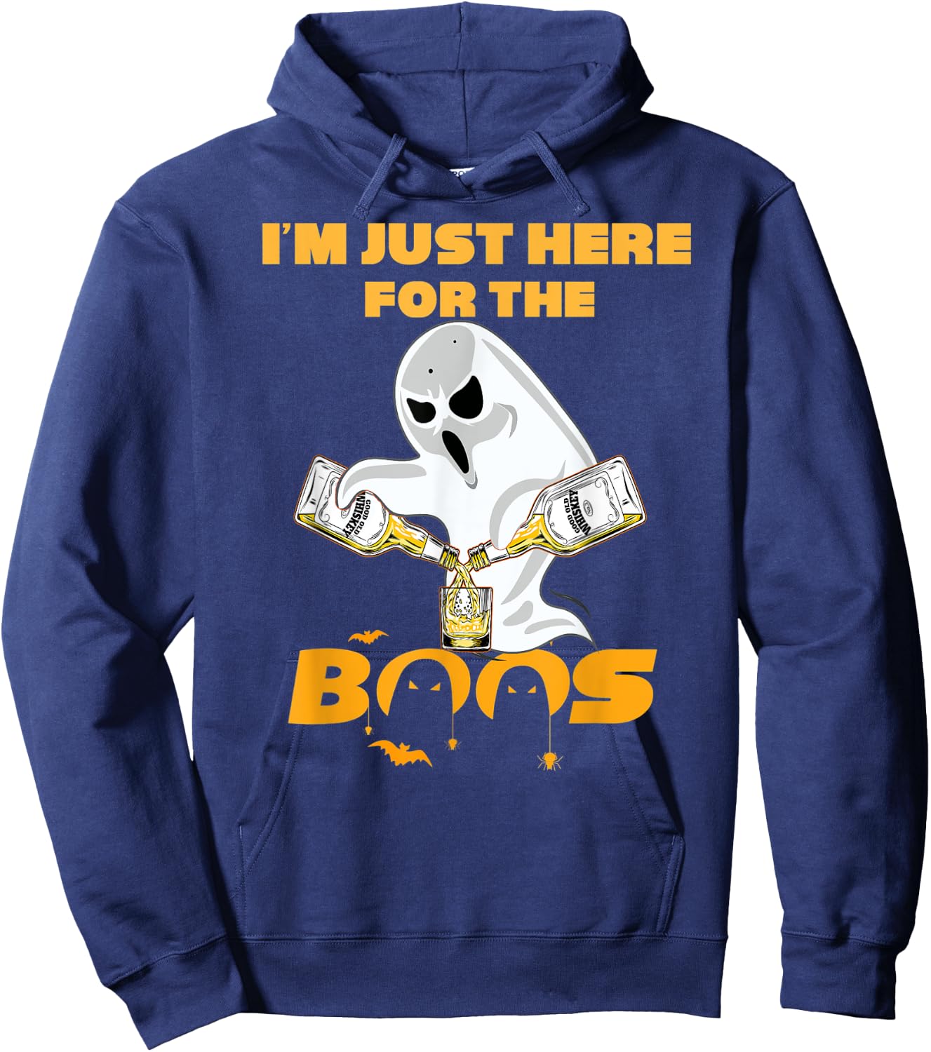 I'm Just Here For The Boos Whiskey Shirt | Beer Halloween Hoodie - Hoodie | Navy