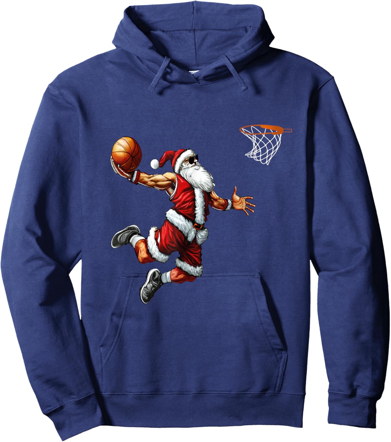 Santa Playing Basketball Christmas Hoodie - Hoodie | Navy