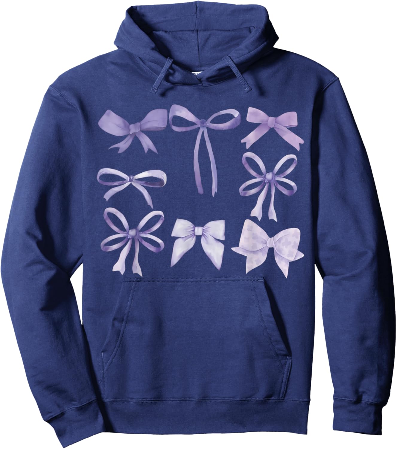 Purple Bow and Ribbon Cute Graphic Hoodie - Hoodie | Navy
