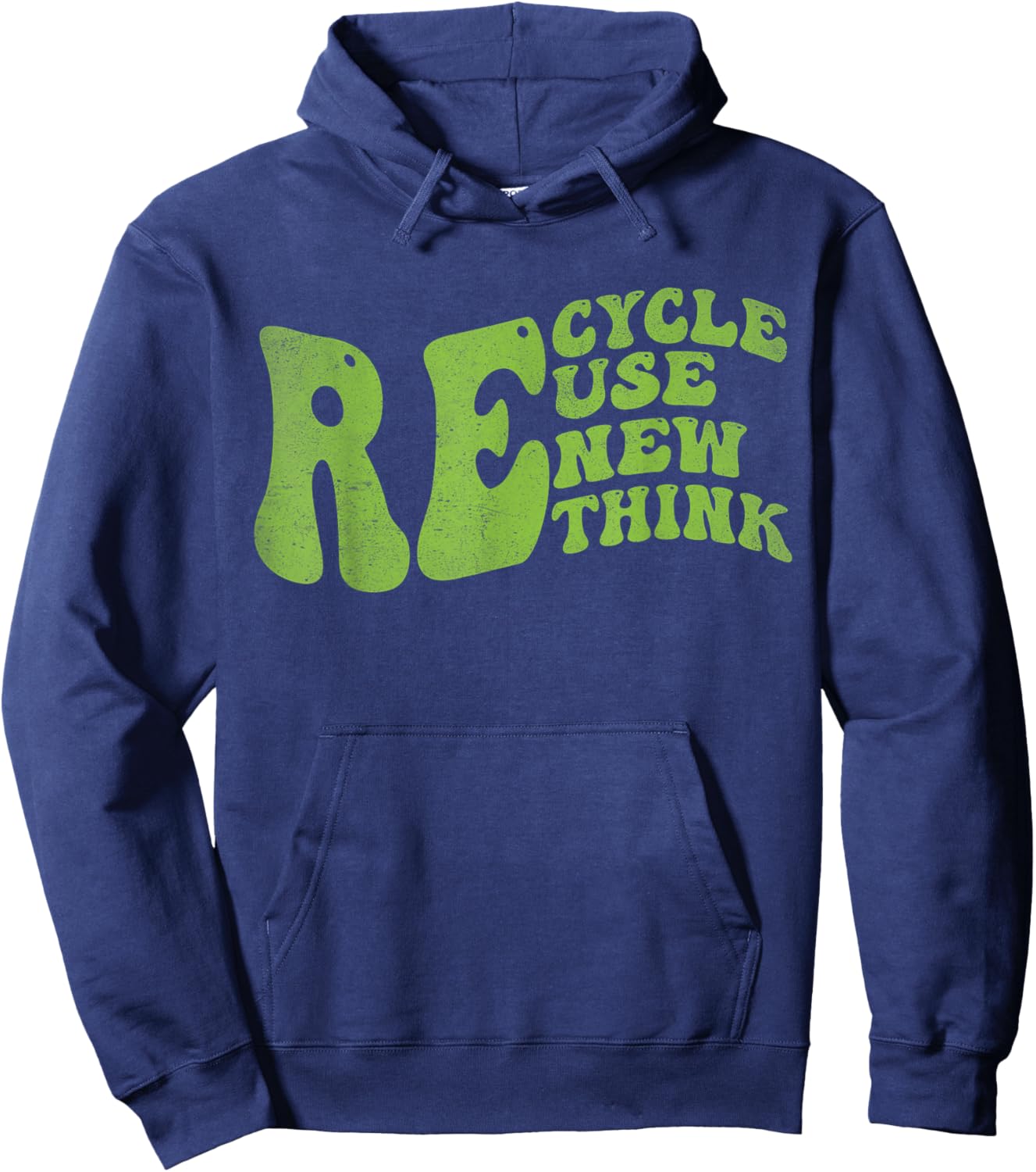 Recycle Reuse Renew Rethink Retro Groovy Earth Day Hoodie - Hoodie | Navy