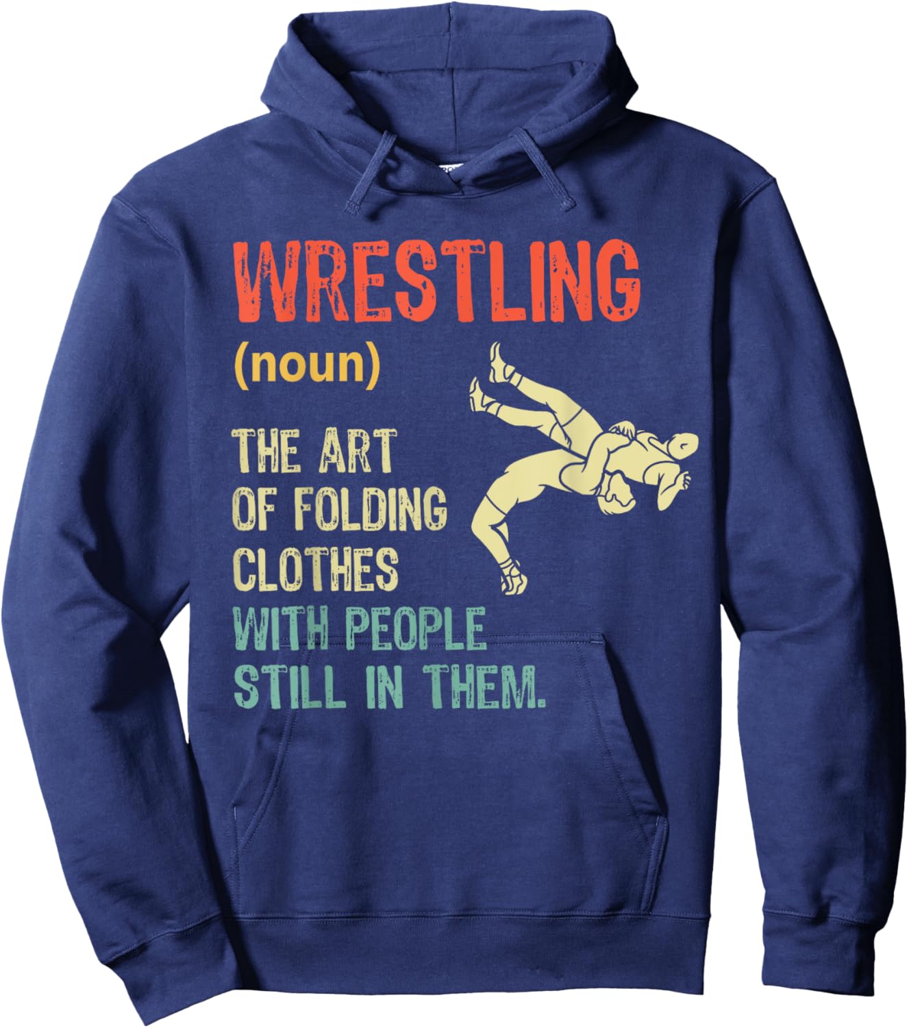 Funny Wrestling Definition Wrestler Folding Clothes Vintage Hoodie - Hoodie | Navy