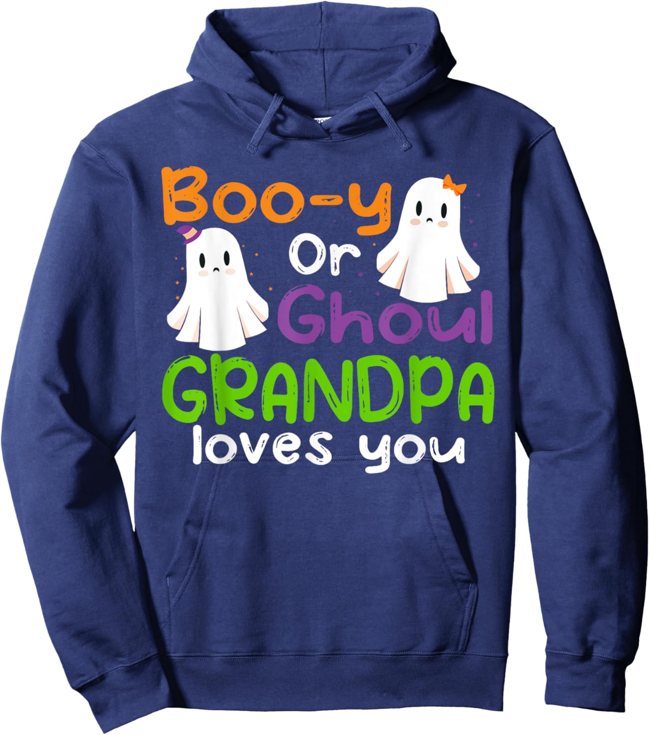 Halloween Booy Or Ghoul Grandpa Gender Reveal baby shower Hoodie - Hoodie | Navy