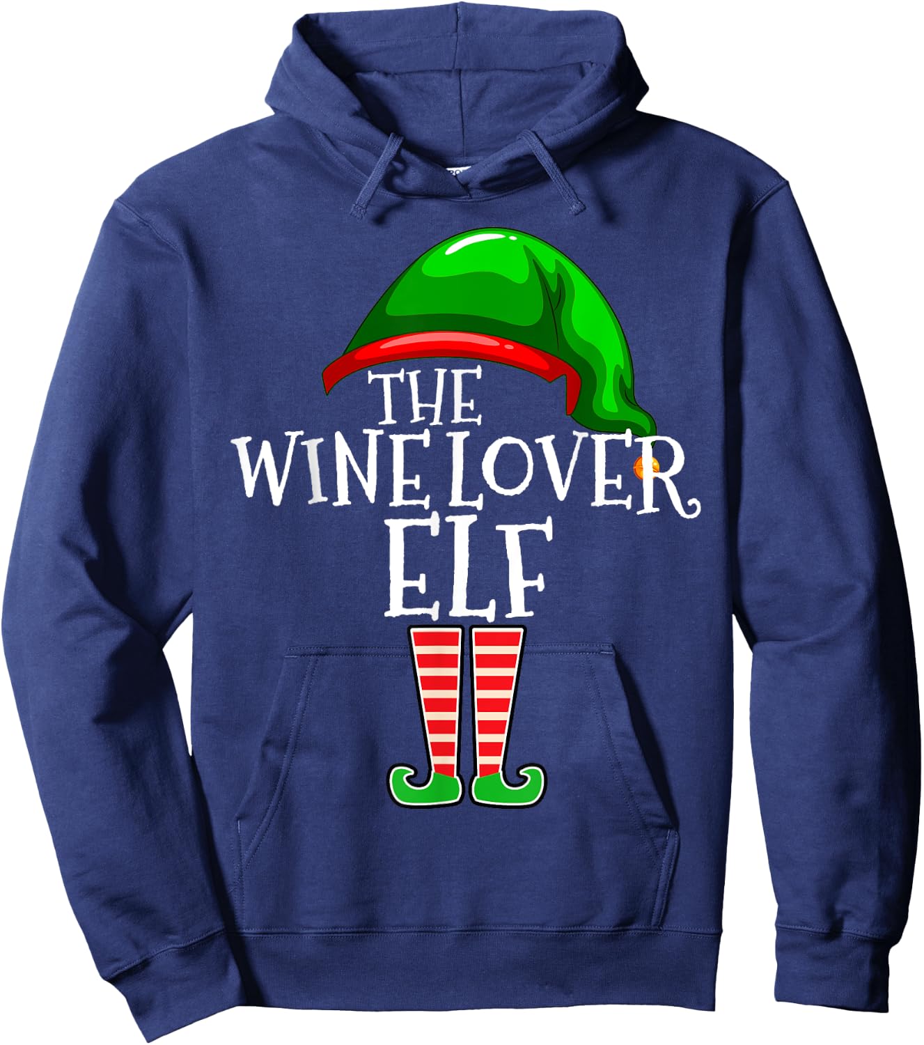 Wine Lover Elf Group Matching Family Christmas Gift Drinking Hoodie - Hoodie | Navy