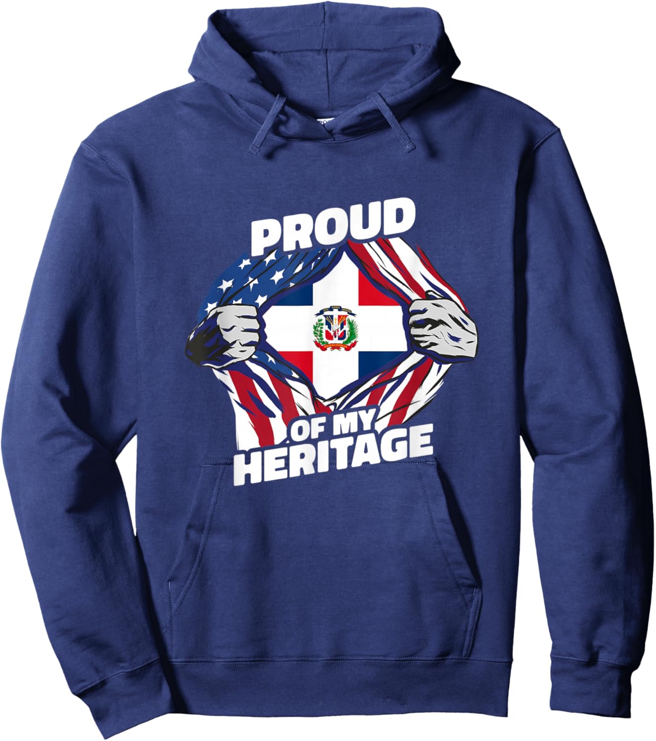 Proud of My Heritage - Dominican Republic American Flag Hoodie - Hoodie | Navy