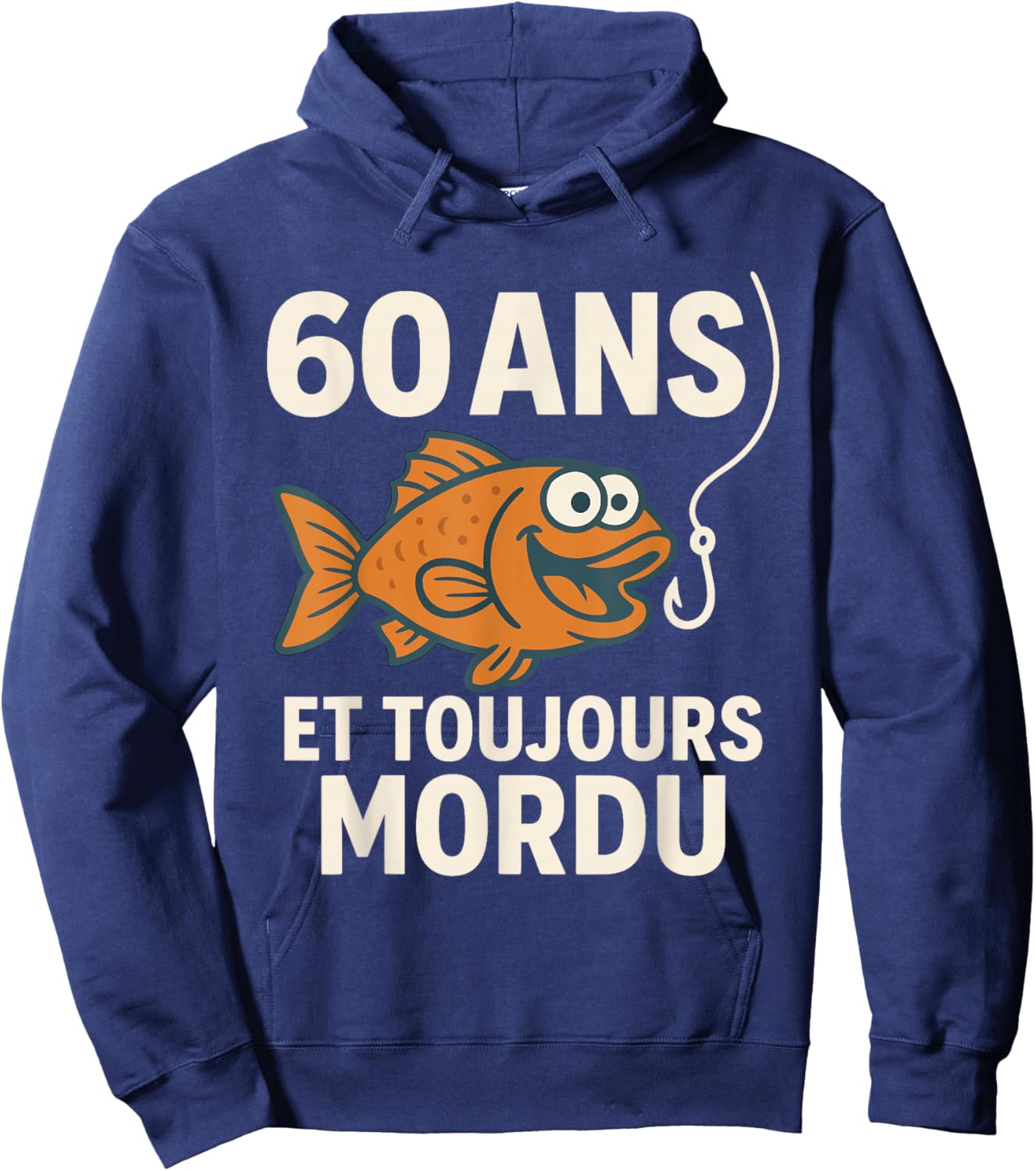 60 Years and Always Bitten Birthday Gift Fisherman Funny Hoodie - Hoodie | Navy
