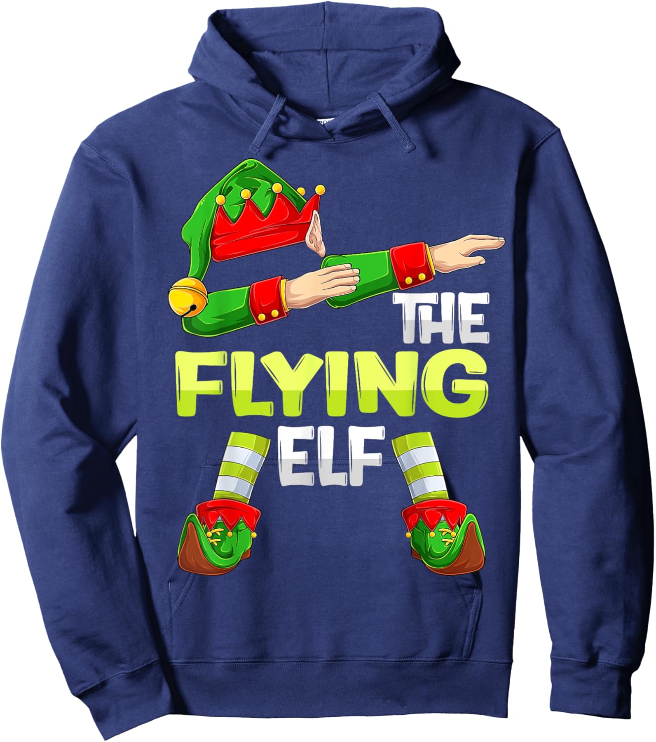 Dabbing Elf Christmas Pilote Pilotes Airplane The Flying Elf Hoodie - Hoodie | Navy