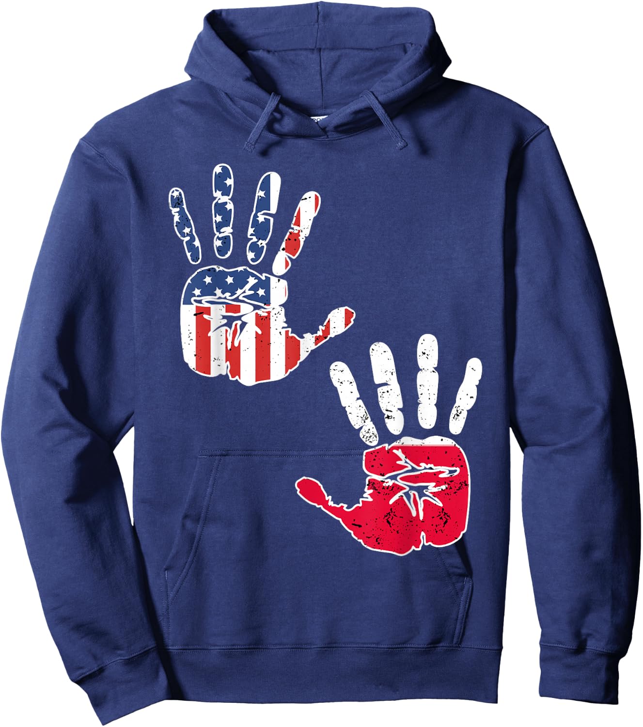 USA Poland Handprint Shirt Proud Polska Flag Polish American Hoodie - Hoodie | Navy