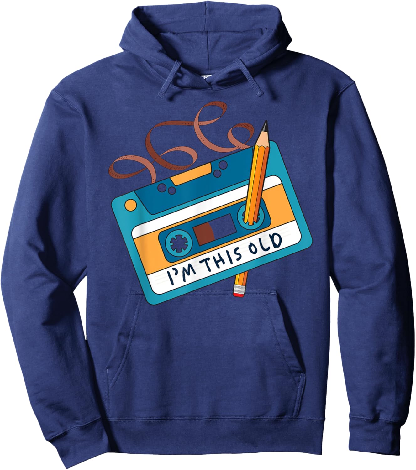 I'm This Old Cassette Tape Pencil 90s 80s Retro Vintage Hoodie - Hoodie | Navy