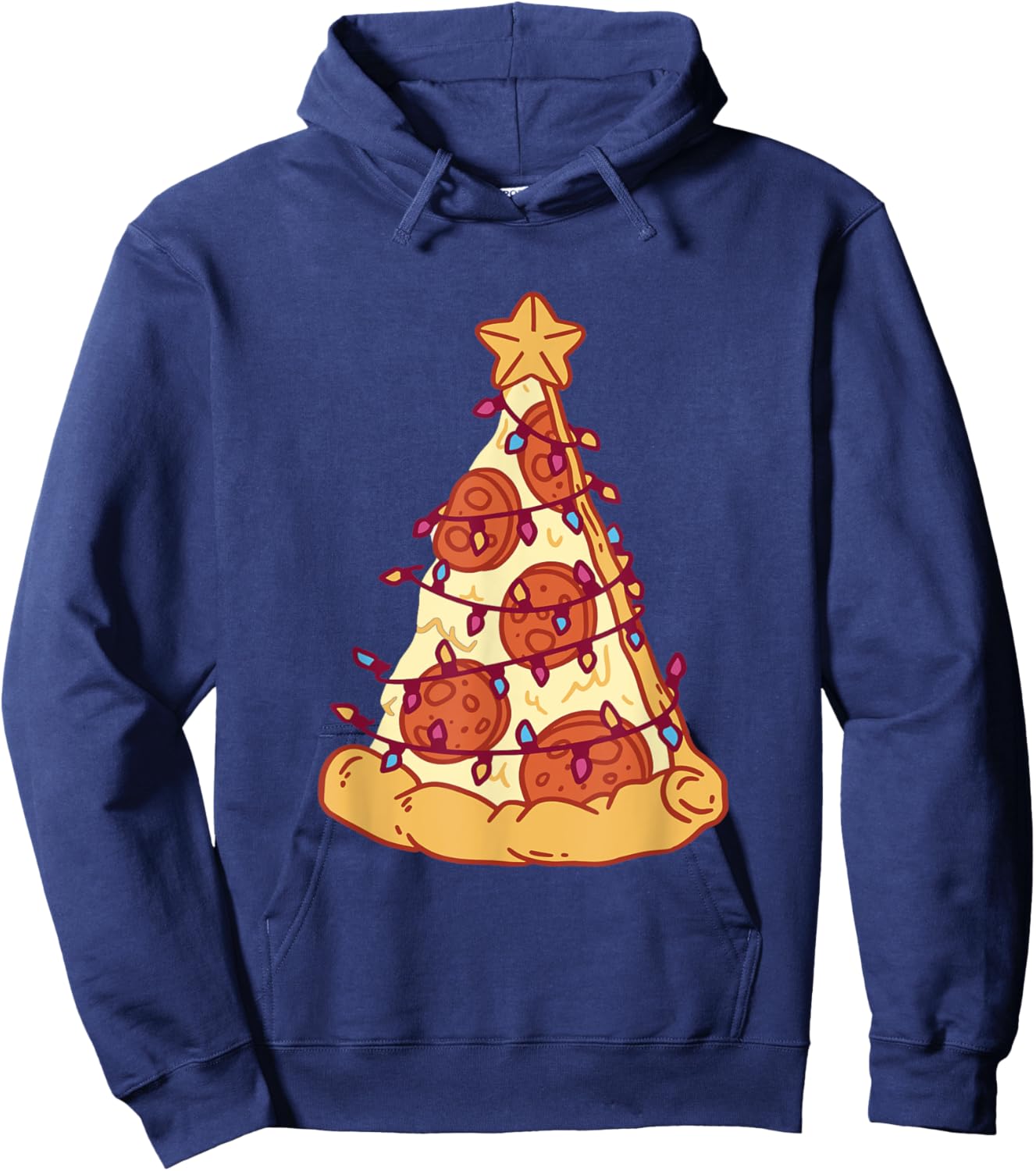 Pizza Christmas Tree Pepperoni Pizza Slice Food Xmas Party Hoodie - Hoodie | Navy