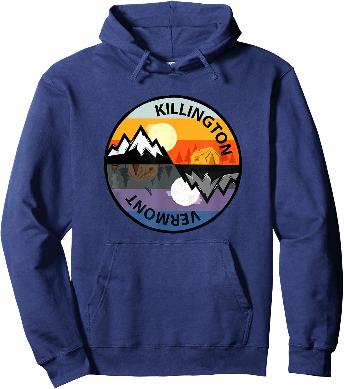Retro Vintage Killington, Vermont Souvenir Camping Hoodie - Hoodie | Navy
