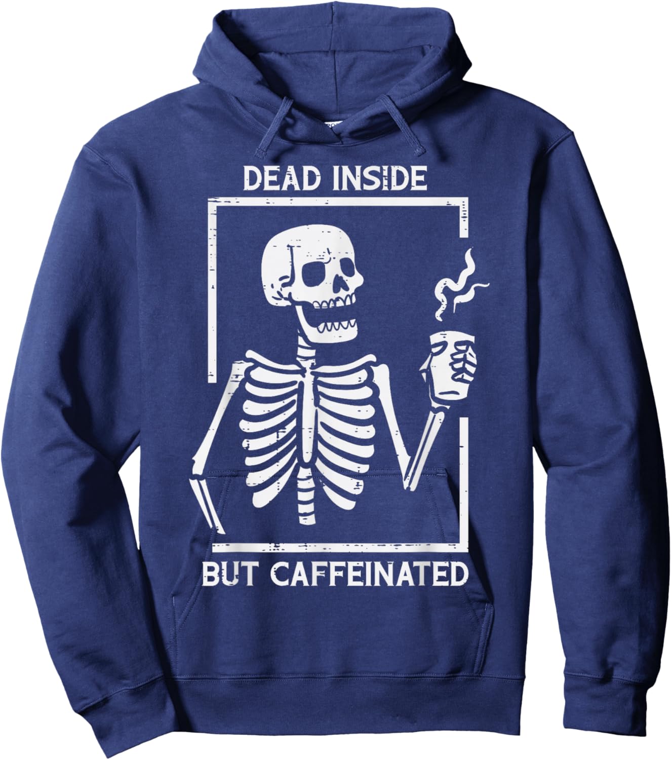 Halloween Skeleton Dead Inside Caffeinated Costume Men Women Hoodie - Hoodie | Navy